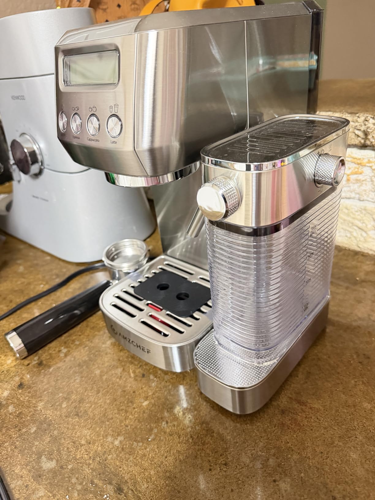 AMZCHEF Espresso Machine, Auto Milk Frother, 20 Bar Pressure, Silver | Home Coffee Maker with 61oz Removable Tank & LCD Display, One-Touch Latte for Beginners, 3-Year Warranty customer photo 1