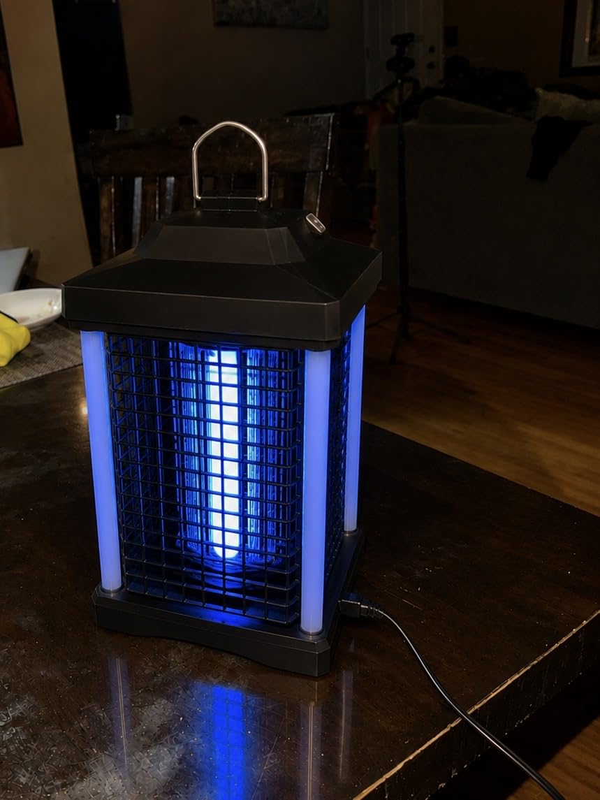 Bug Zapper Outdoor, Dual Wavelength UV 50000H Lifespan & Dual LED Lamps, 1/2 Acre Coverage, 5 Zaps/Sec, 4200V Electric Mosquito Zapper, IPX4 Waterproof Fly Trap for Indoor Patio Backyard customer photo 2