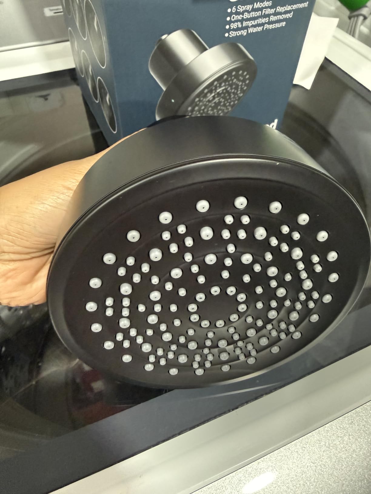 Filtered Shower Head, Shower Head with Filters for Healthy Hair & Skin | Filtered Shower Head for Hard Water, Removes Chlorine & Heavy Metals, 6 Mode Settings, High Pressure customer photo 1
