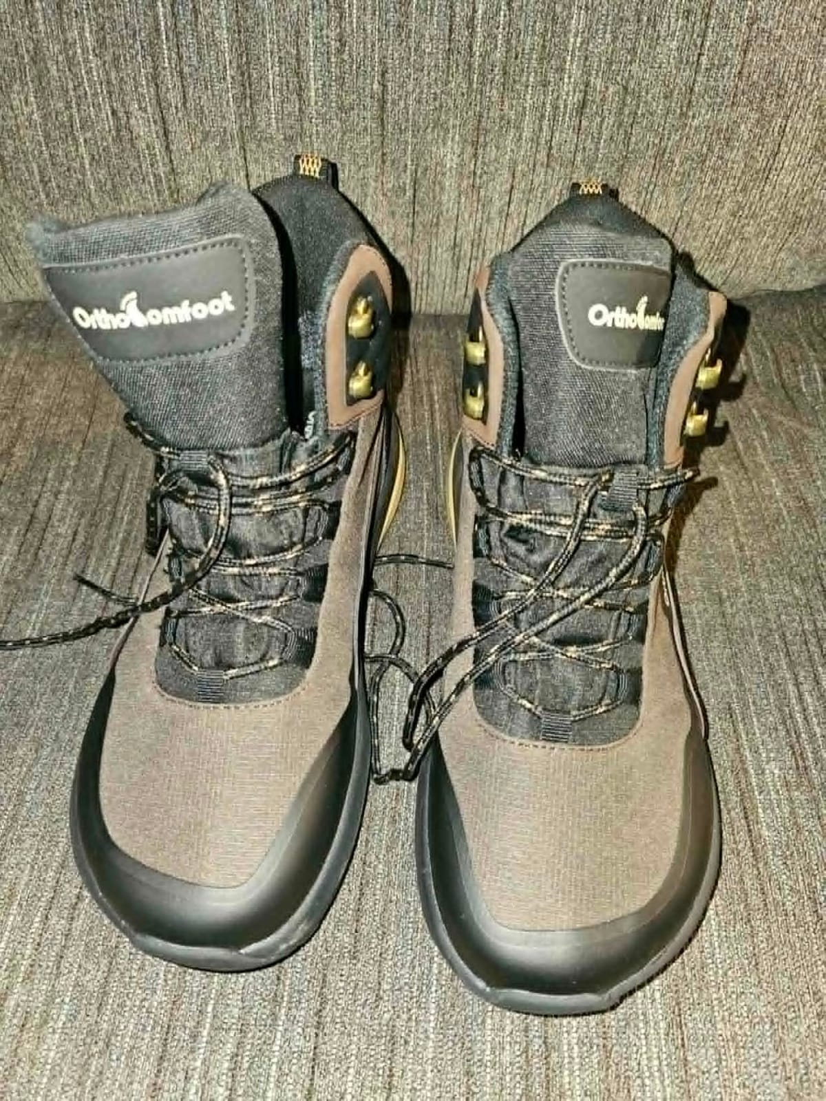 Men's Orthopedic 4E Wide Waterproof Hiking Boots: Comfortable Arch Support Trail Shoes for Plantar Fasciitis, Outdoor Running Orthotic Non-Slip Mid Ankle Boots for Foot & Heel Pain Relief customer photo 1