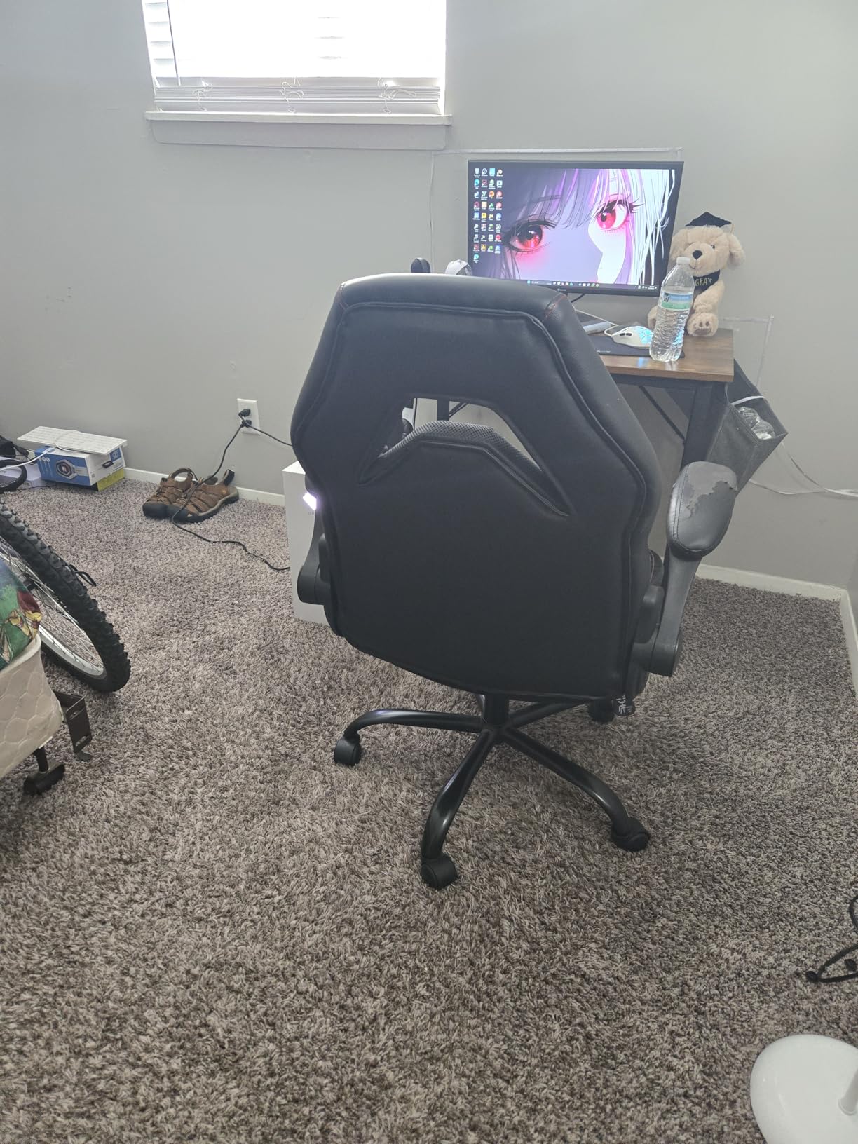 DUMOS Ergonomic Home Office Desk Chair, Executive Chair, PU Leather, Big Tall High Back, Lumbar Support, Reclining Height Adjustable, Computer Gaming, Footrest Swivel Wheels, Black customer photo 2