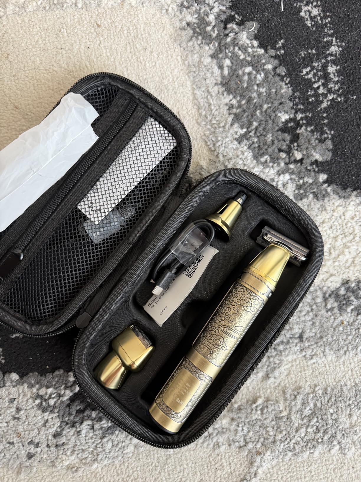 GSKY 3 in 1 Body Trimmer & Groomer, Electric Beard Trimmer & Shaver Kit | IPX7 Waterproof, Hybrid Face and Body Grooming for Men, 6 Comb Attachments, LED Display, USB Charging, Portable Travel Case, Gold customer photo 1