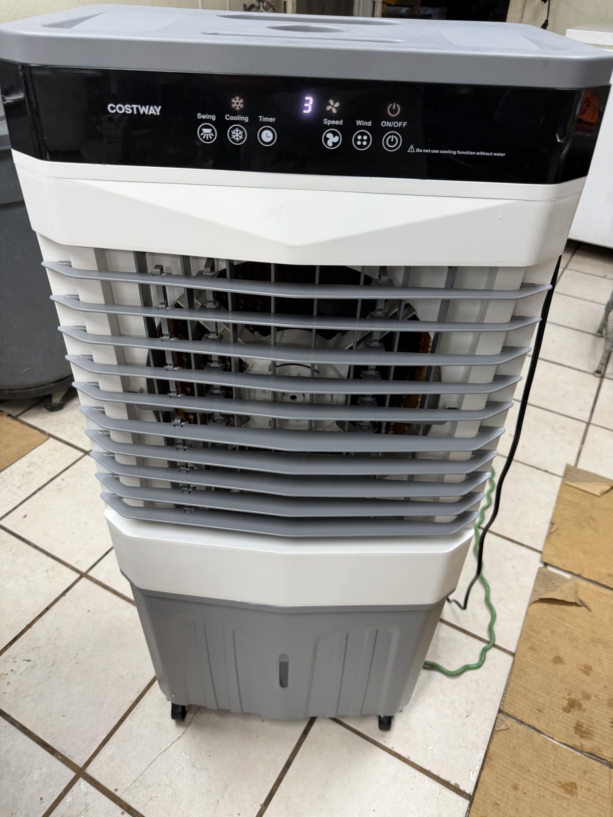 COSTWAY 3-in-1 Swamp Cooler, 2100 CFM Evaporative Air Cooler, White | Portable Cooling Fan with Remote, 5.3 Gal Water Tank, 3 Speeds, 4 Ice Packs, 12H Timer, Auto Oscillation for Indoor Outdoor customer photo 2