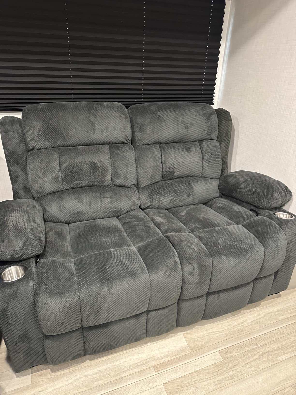 Power RV Loveseat Recliner Sofa, Reclining Loveseat Home Theater Seating with USB Ports, Cup Holders, Wall Hugger Recliners for Movie Room, Recline Movie Seats Gaming Sofa customer photo 2