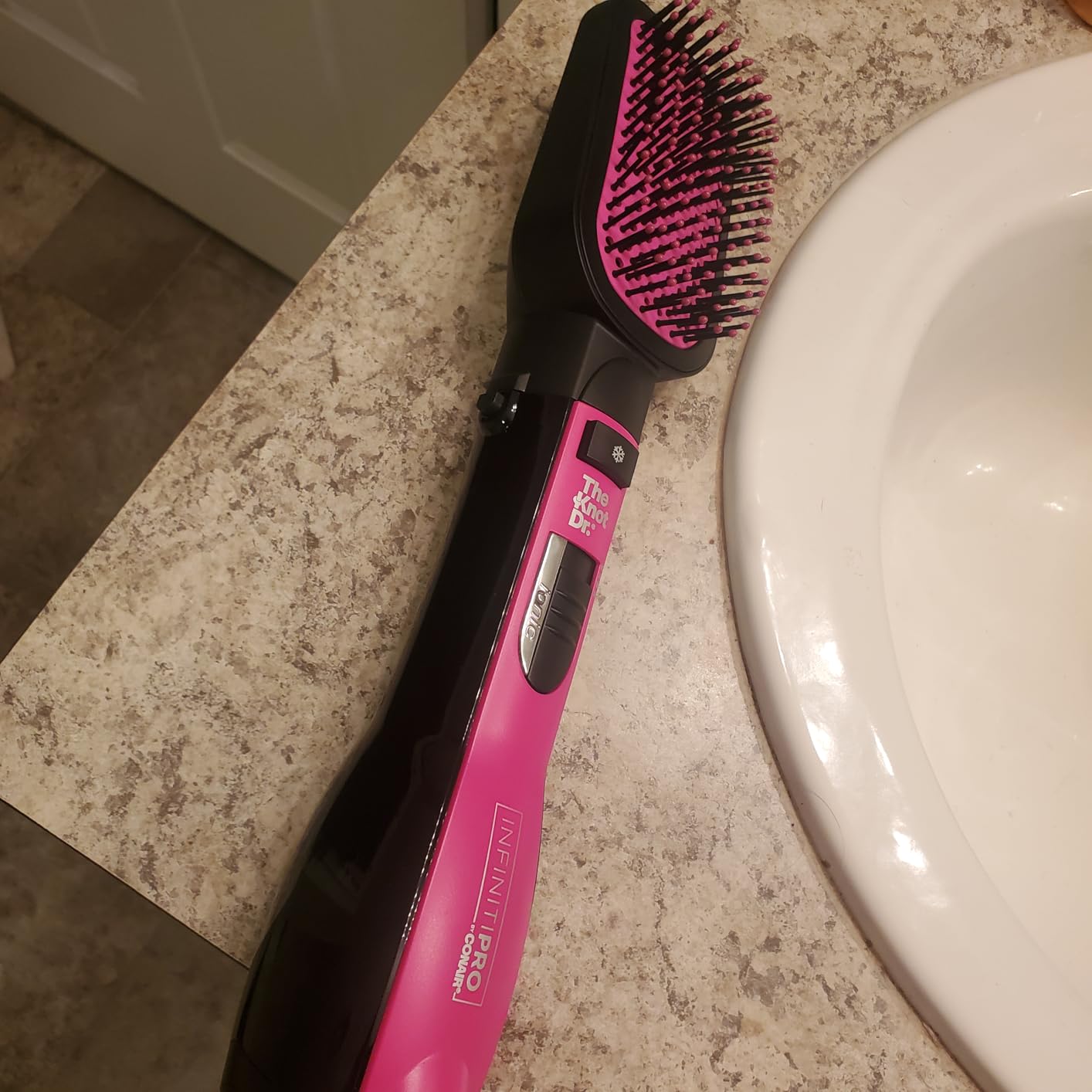 Conair All-in-One Hot Air Brush, Ionic Technology, Mixed Bristles, 1000W | Hair dryer brush for all hair types, ion generator helps reduce frizz, multiple heat settings, cool shot button, 6-foot cord customer photo 2