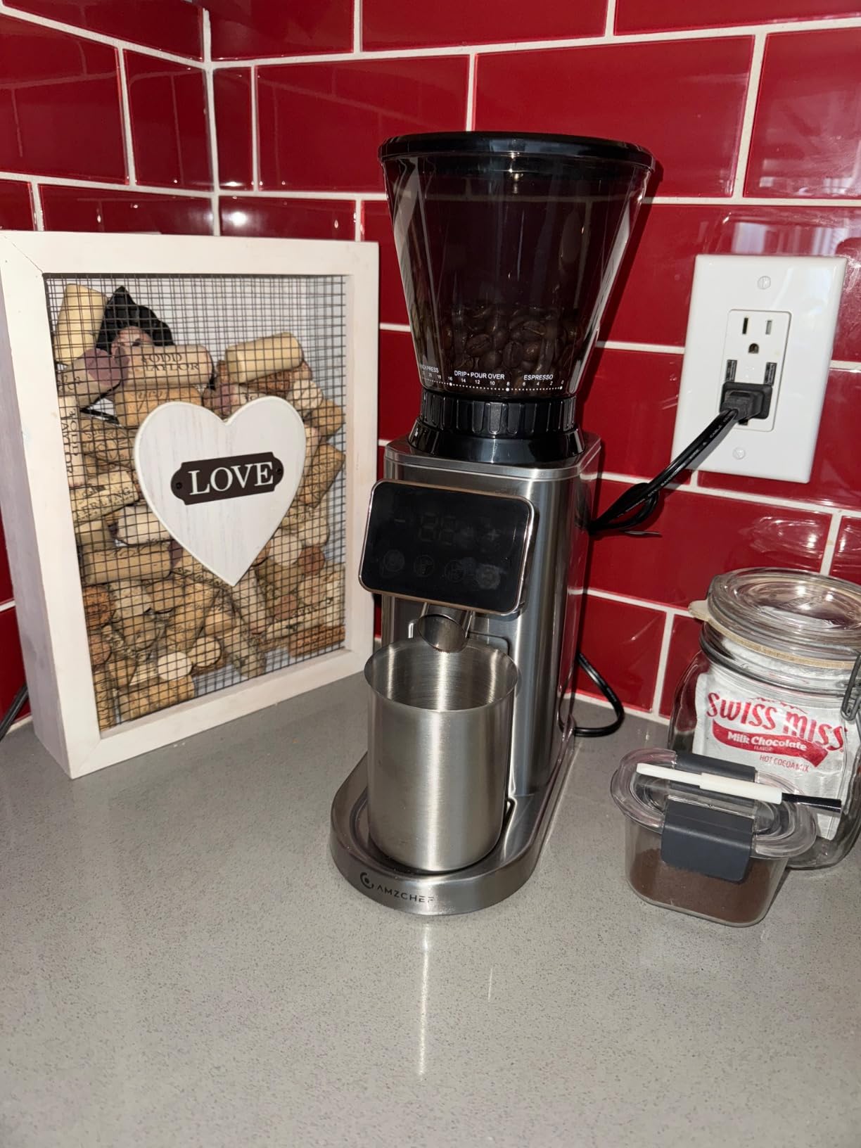 AMZCHEF 64mm Flat Burr Coffee Grinder, Commercial Grade Espresso Bean Grinder, 90 Settings, All-Metal Chamber, Anti-Static, LED Timer, DC Motor, Stainless Steel Body customer photo 2