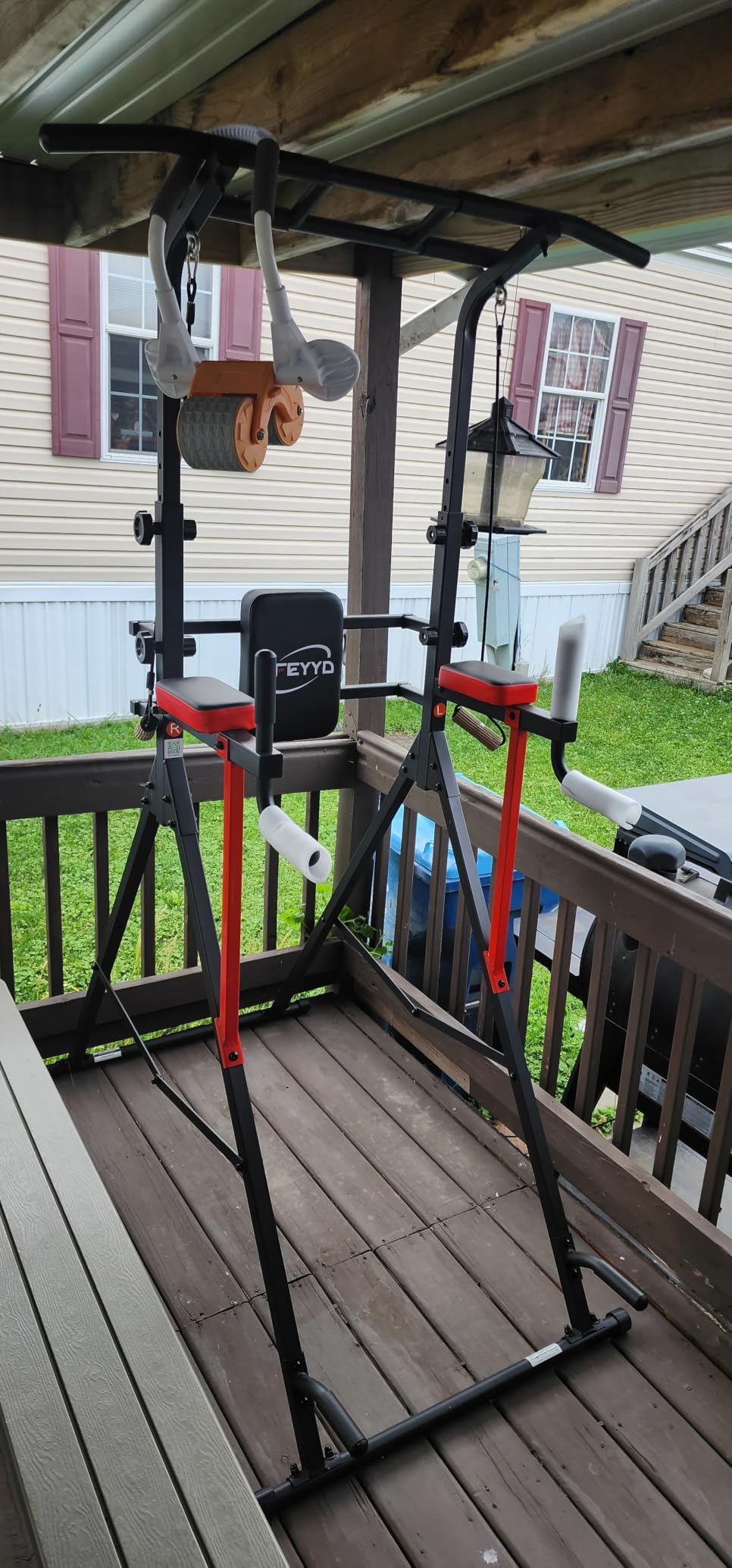 Power Tower Pull Up Bar Free Standing, Home Gym Strength Training Equipment | Dip Station, 13-Height Adjustment Supports Pull Ups, Knee Raises, Push Ups, Full-Body Strength Training, 400LBS Capacity customer photo 1