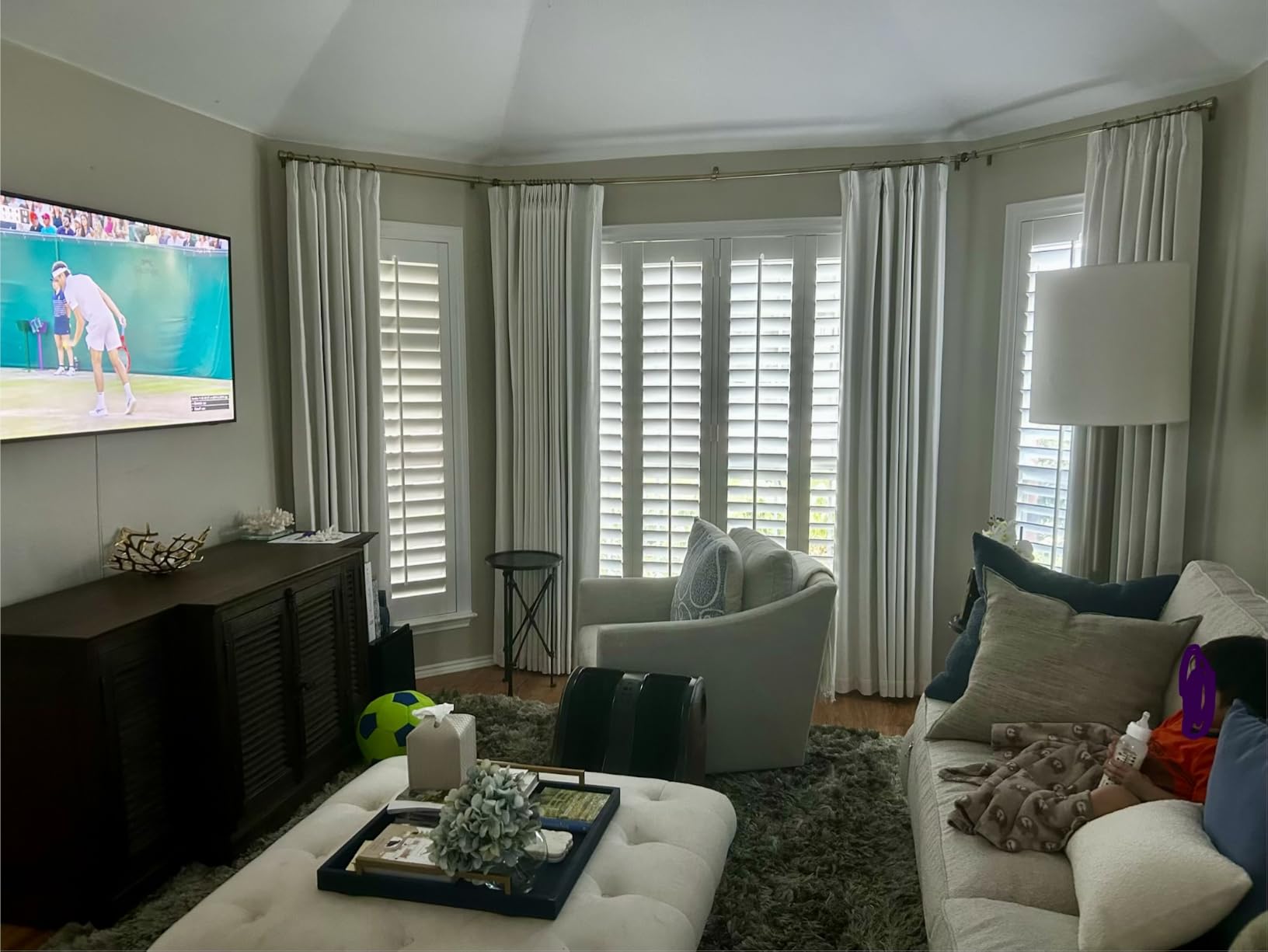 Natural Linen 100% Blackout Pinch Pleated Curtains 108 Inches Long 2 Panels - Thermal Insulated Energy Efficient Black Out, Cream Curtains with Back Tab, for Bedroom Living Room High Ceiling 40x108 customer photo 1