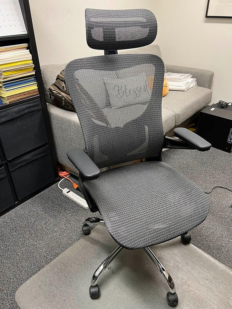 marrap Ergonomic Kneeling Chair Office Chair | Adjustable Lumbar Support, Mesh Desk Chair with 3D Armrests and Headrest, 90-120° Rocking Function, Black customer photo 1