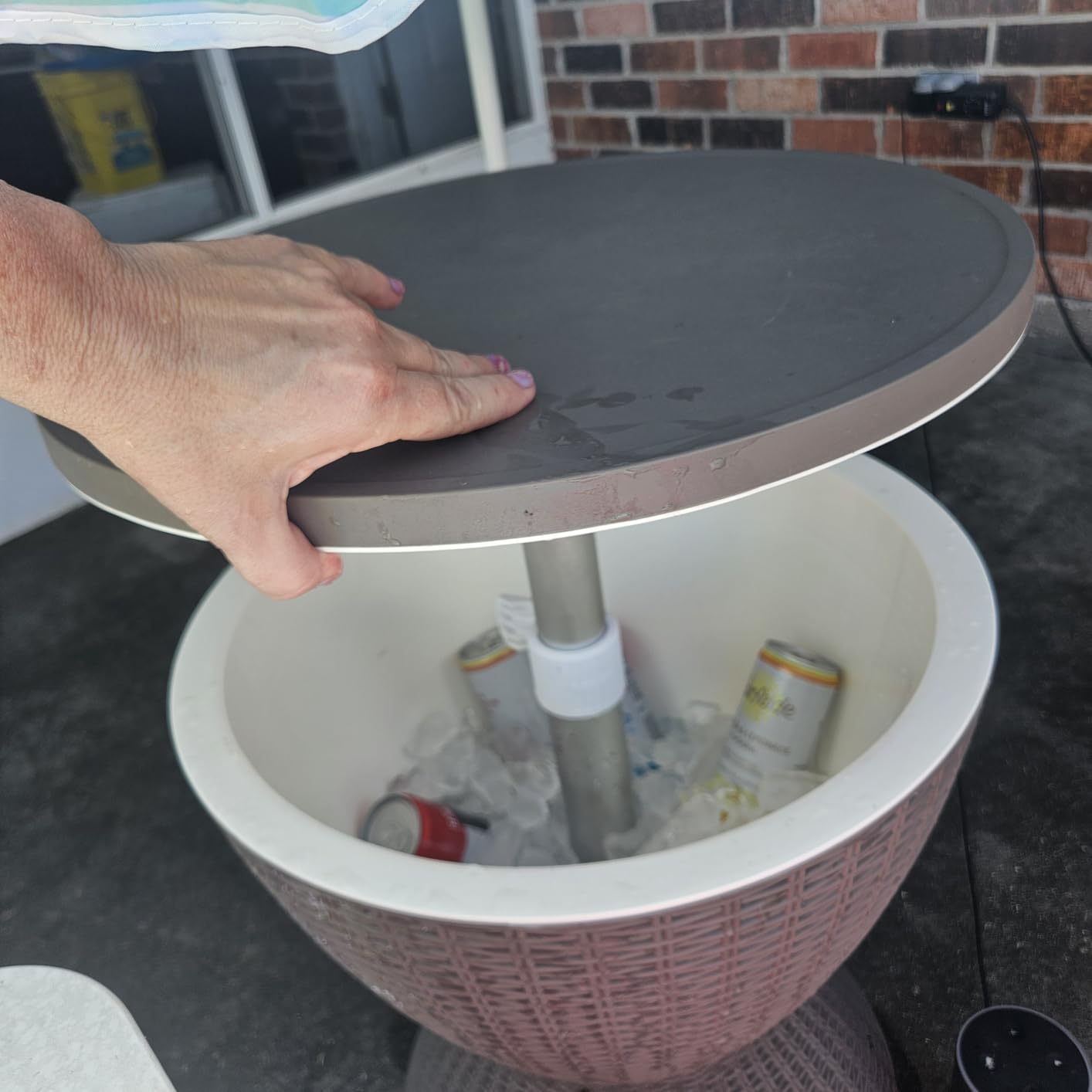 Outdoor Storage Cabinet,Patio Storage Table, Bar Table with Wheels,Outdoor Bar Cart for Patio, Poolside and Backyard,Classic Black customer photo 1