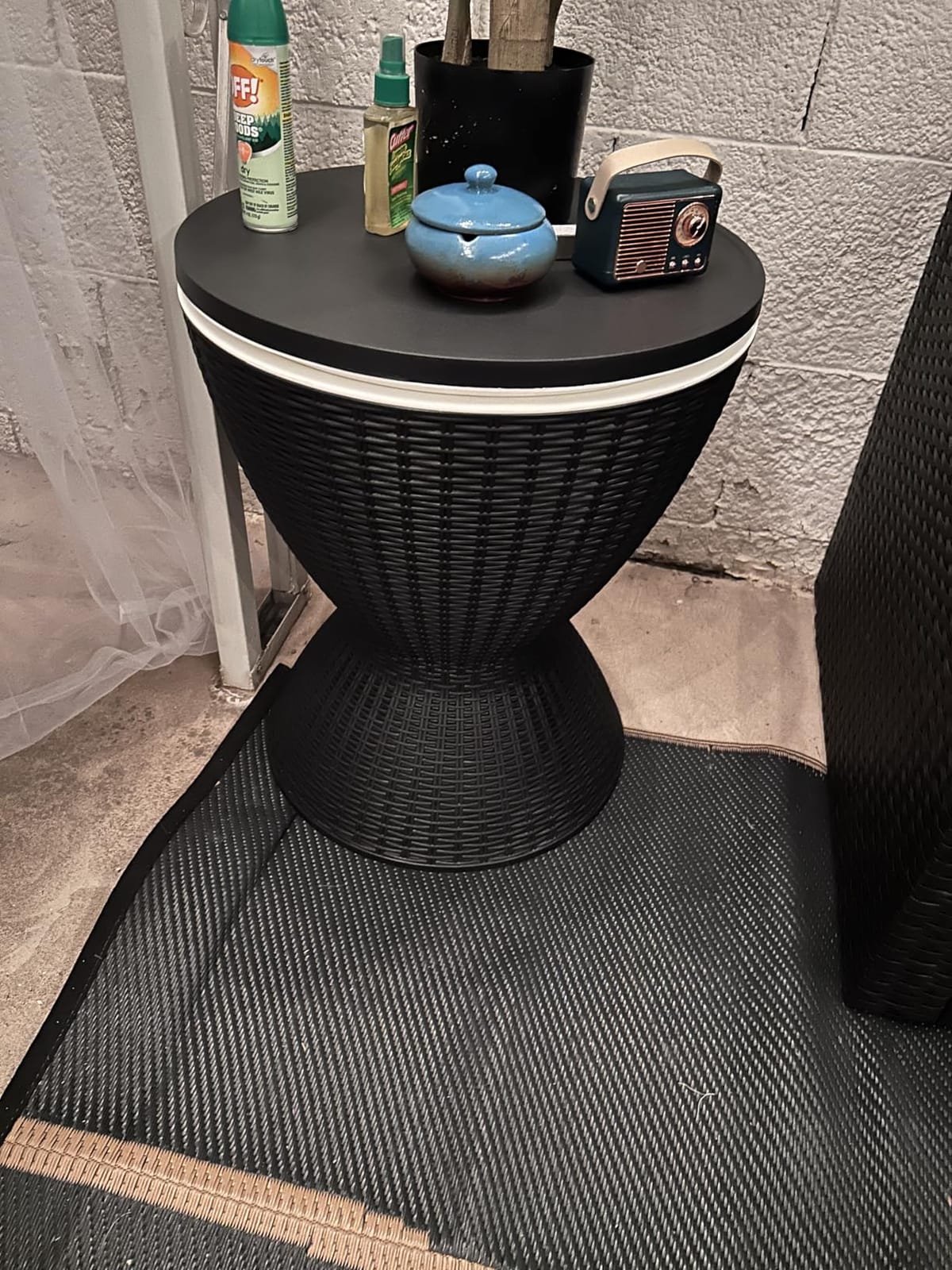 Outdoor Storage Cabinet,Patio Storage Table, Bar Table with Wheels,Outdoor Bar Cart for Patio, Poolside and Backyard,Classic Black customer photo 2