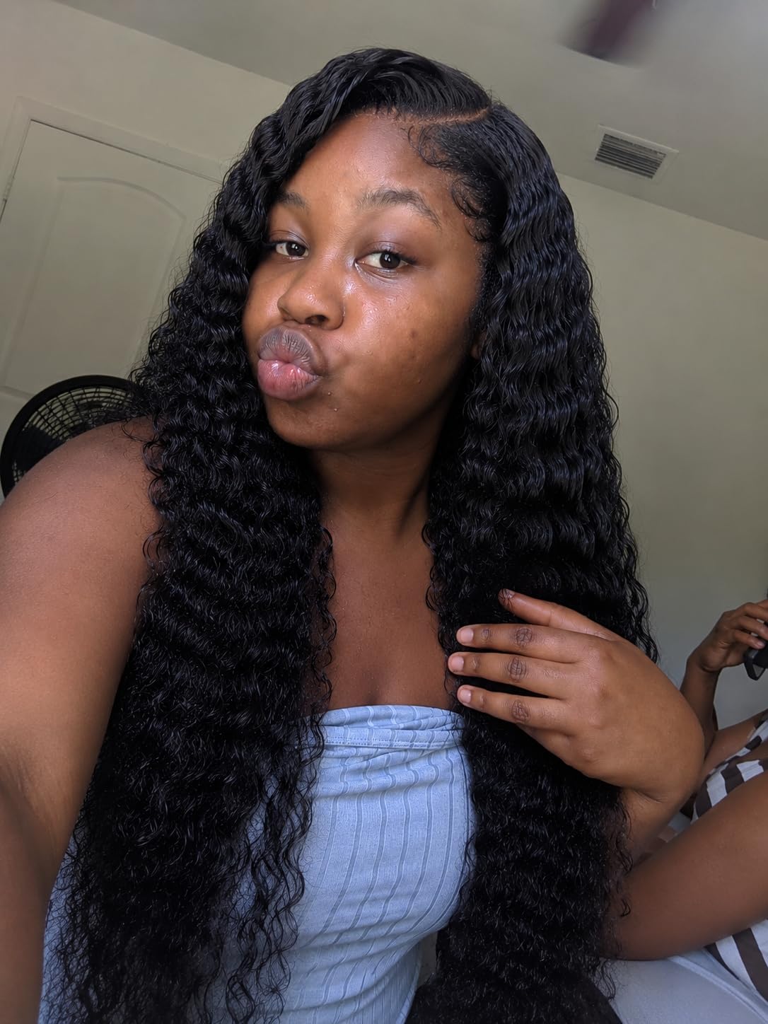 28 Inch Deep Wave Lace Front Wigs Human Hair 13x4 HD Lace Front Wigs Human Hair Pre Plucked Brazilian Curly Human Hair Wig 200 Density Glueless Frontal Wigs for Women customer photo 1