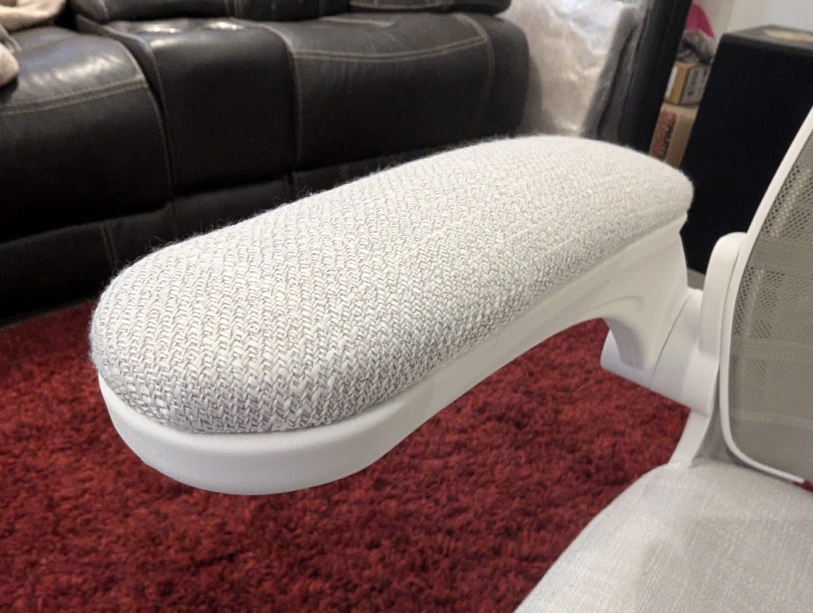 Office Chair for Long Hours & Back Pain Relief, 4 inch Molded Foam Cushion, Padded Lumbar Support, and Padded Flip-up Armrests, Ideal for Office or Study (Light Gray) customer photo 1