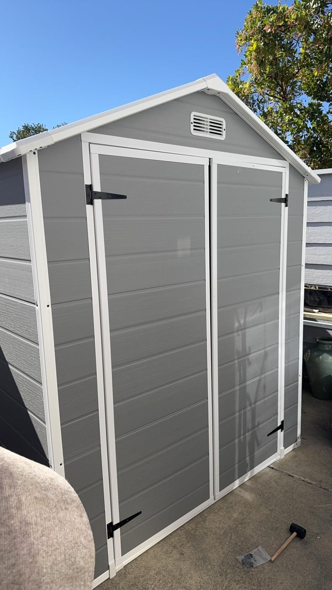 Aoxun 6x4 FT Outdoor Storage Resin Shed, Outdoor Shed with Floor, Gray | Plastic Shed with Lockable Doors & Slooping Roof, Window Garden Tool Shed for Backyard, Patio, Poolside customer photo 2