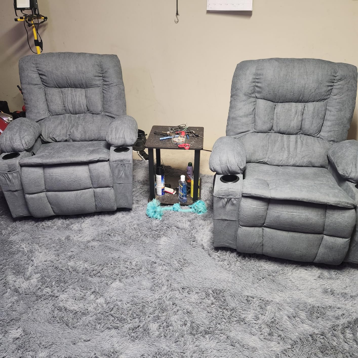 Rocker Recliner Chair with Massage and Heat, Nursery Rocking Chairs for Living Room, Ergonomic Comfy Relining Chair with Cup Holders, USB Charge Port, Side Pockets, Comfortable Arms, Single Sofa, Grey customer photo 1