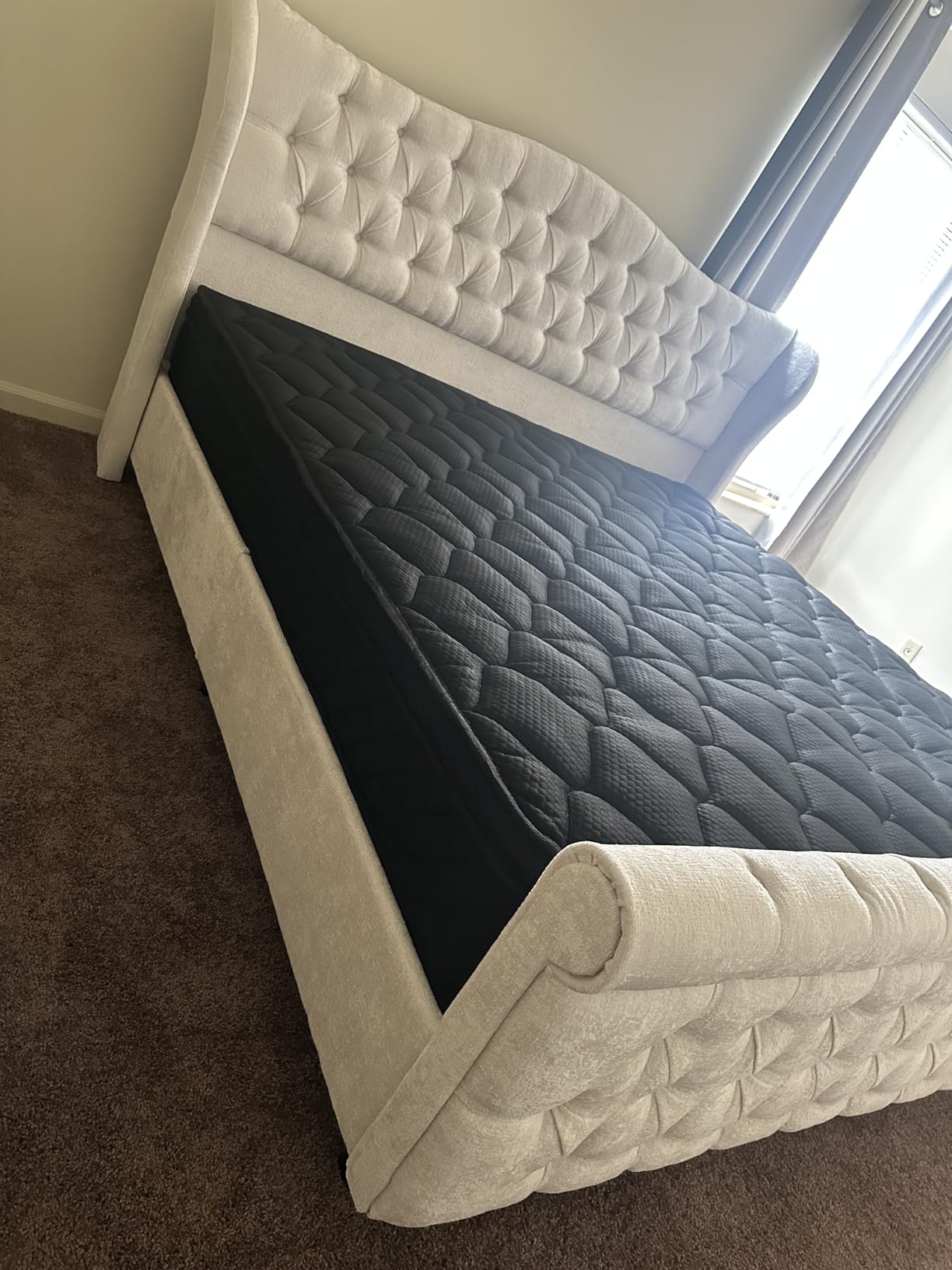 VISCOUNTESS Queen Mattress, 12 Inch Hybrid Mattresses Grey, Euro Top Medium Firm for Back & Lumbar Support, 100 Night Trial, Individual Pocket Spring for Motion Isolation & Pressure Relief customer photo 2
