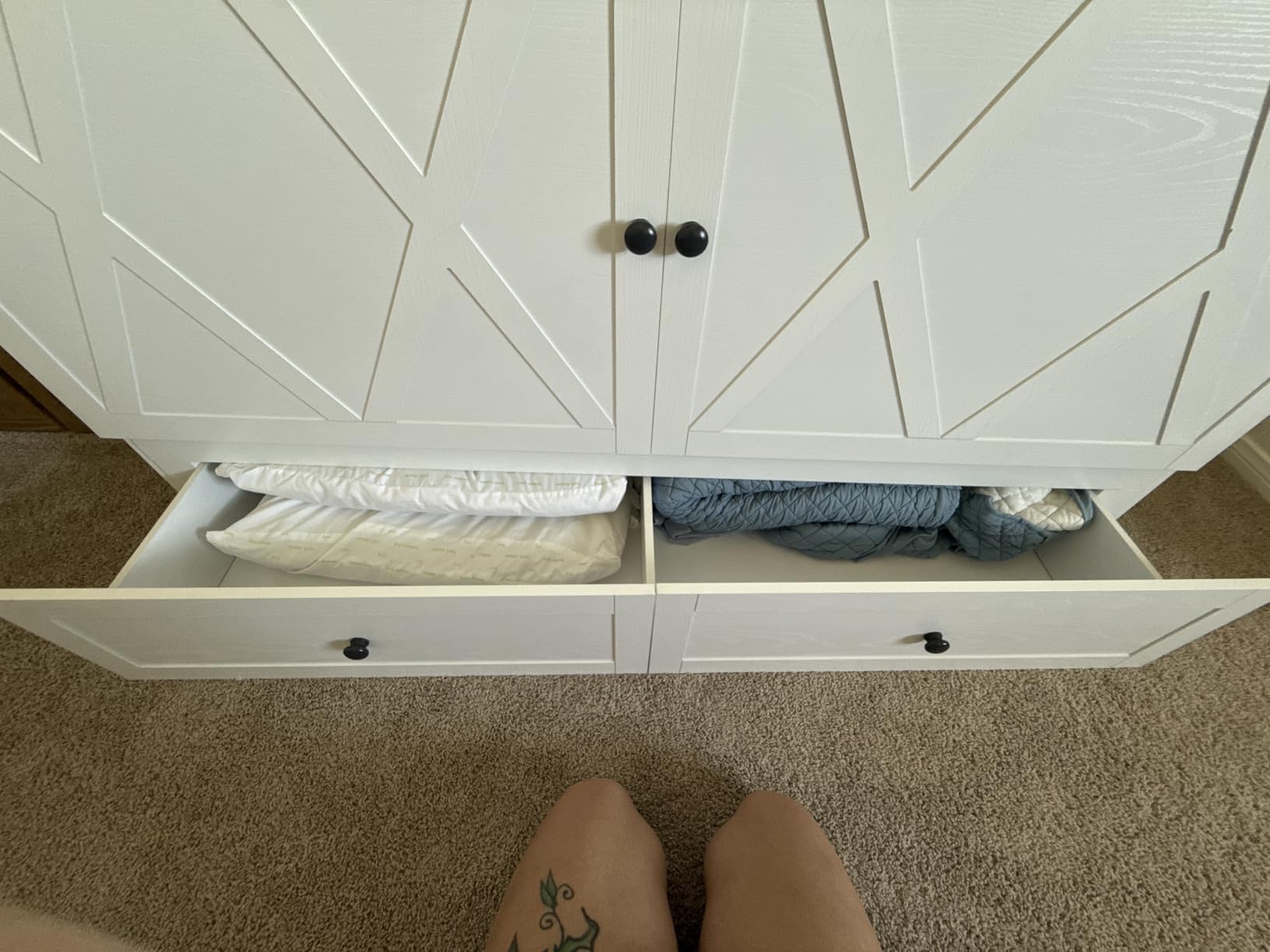 Mjkone Queen Size Murphy Bed, Cabinet Bed Queen with Mattress Included, Built-in Charging Station, Storage Drawers customer photo 1