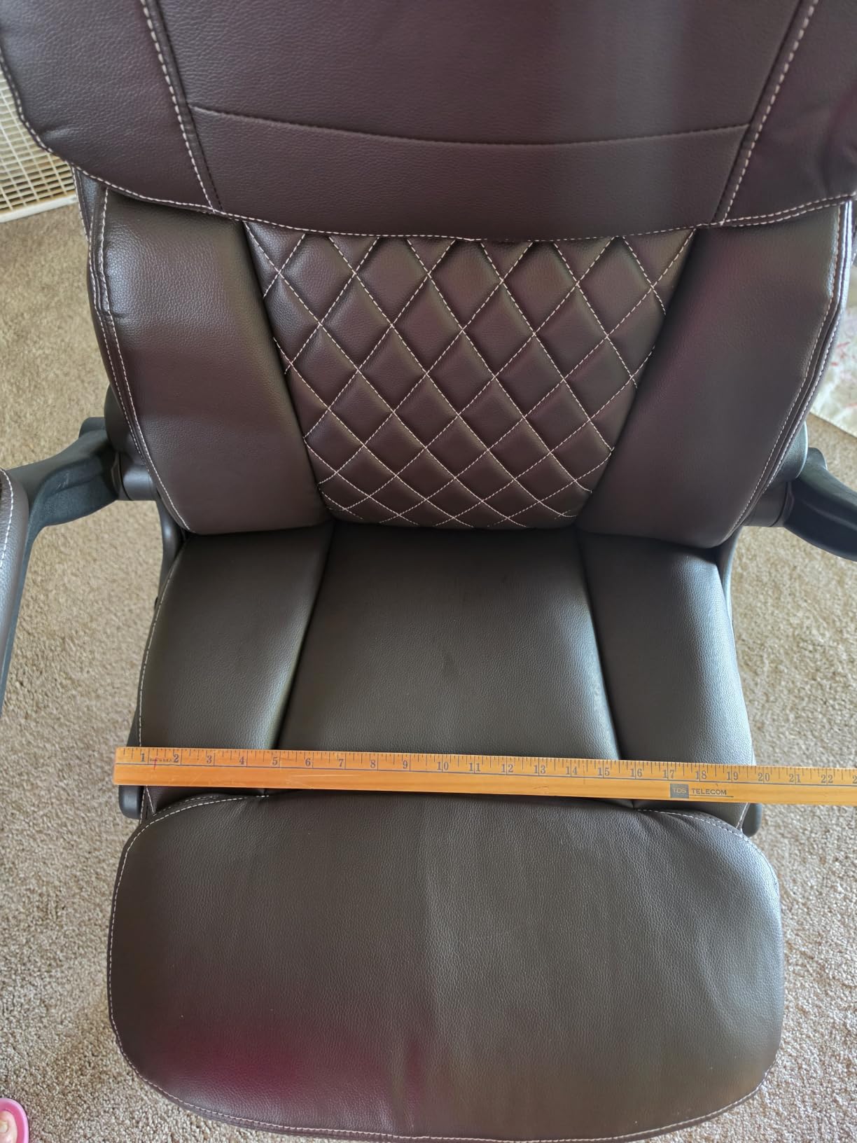 Leather Office Chair Ergonomic Small Desk Chairs with Wheels, Tiltable | Unique 2-layer seat cushion & neckrest, adjustable flip up armrests, use for short people at home, meeting room, black customer photo 2