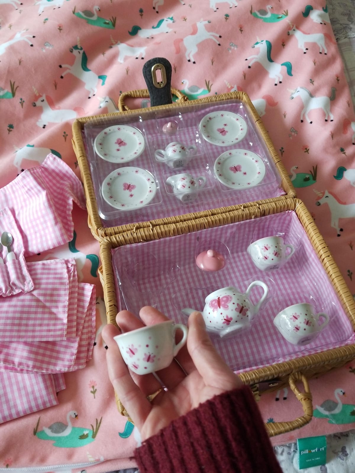 Schylling Butterfly Tea Set Basket - 23 Piece Miniature Porcelain Set with Picnic Basket - Includes Service for Four - Ages 8 and Up customer photo 1