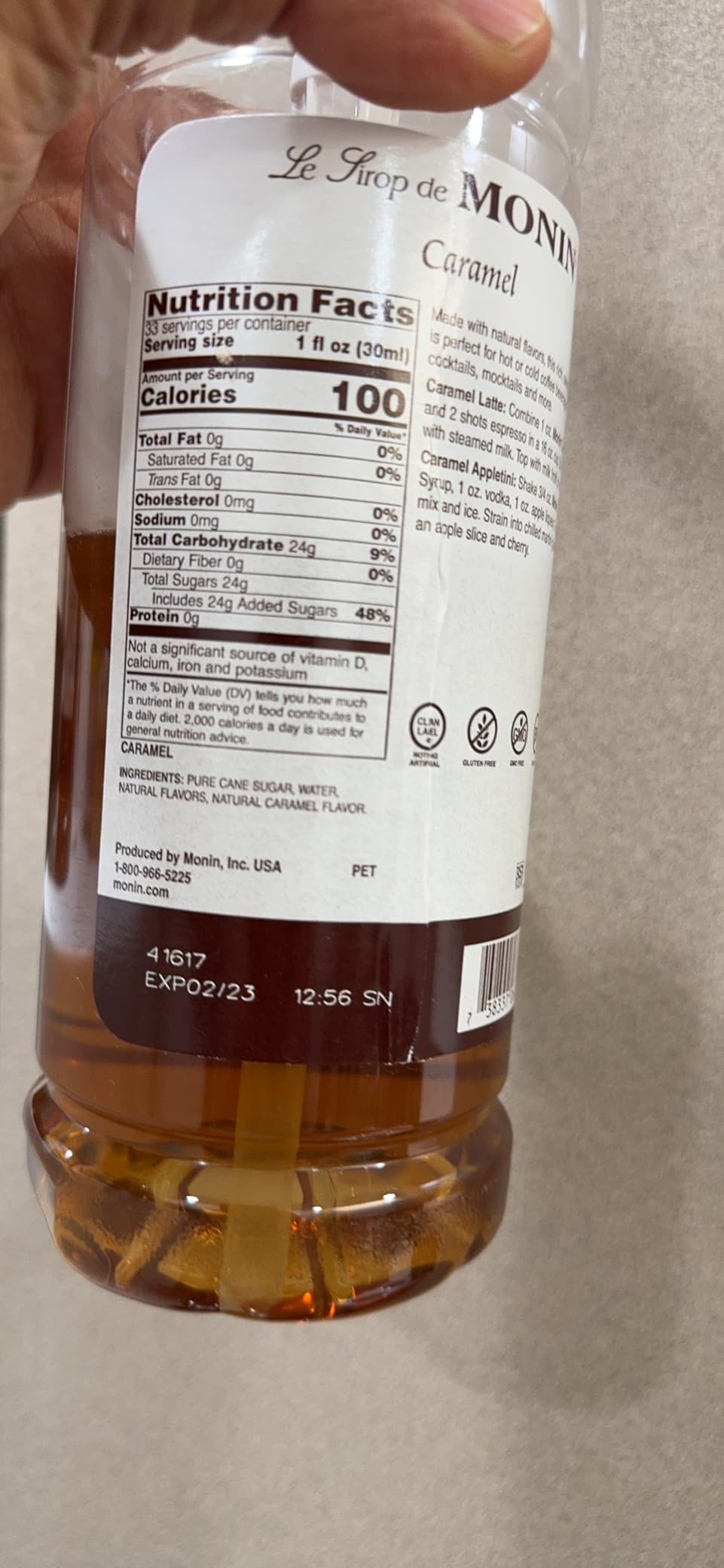 Monin Caramel Syrup - Great For Flavoring Coffee, Shakes, And Cocktails - 1 Liter Bottle customer photo 1