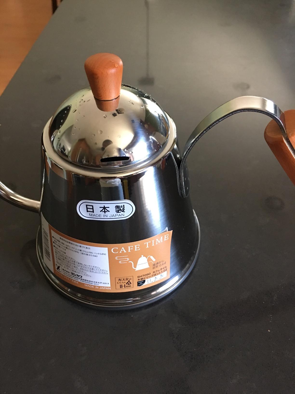 Yoshikawa SH7090 Coffee Pot, Stainless Steel, Drip Pot, 0.3 gal (1.0 L), Narrow Mouth, Wooden Pattern, Handle, Made in Japan, Gas Stoves and Induction Compatible customer photo 1