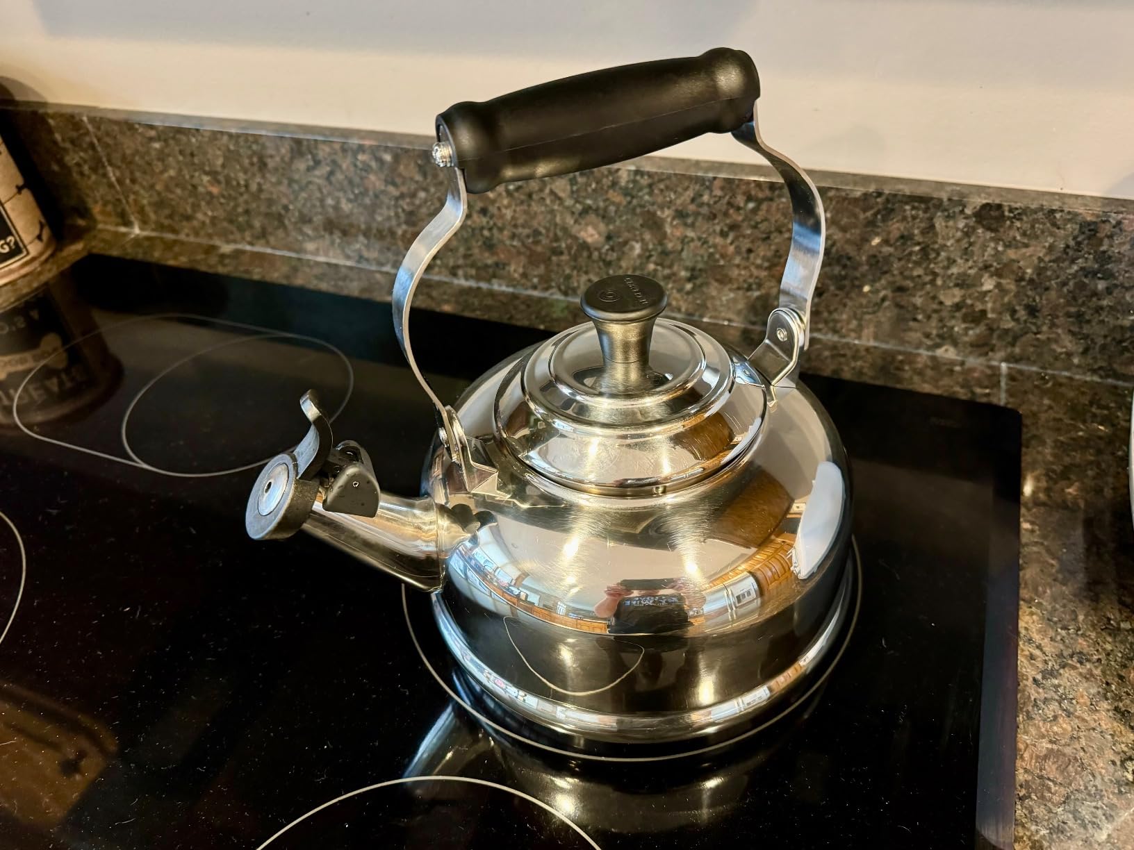 Le Creuset Enamel On Steel Whistling Tea Kettle, 1.7 qt., White/Black Knob customer photo 1