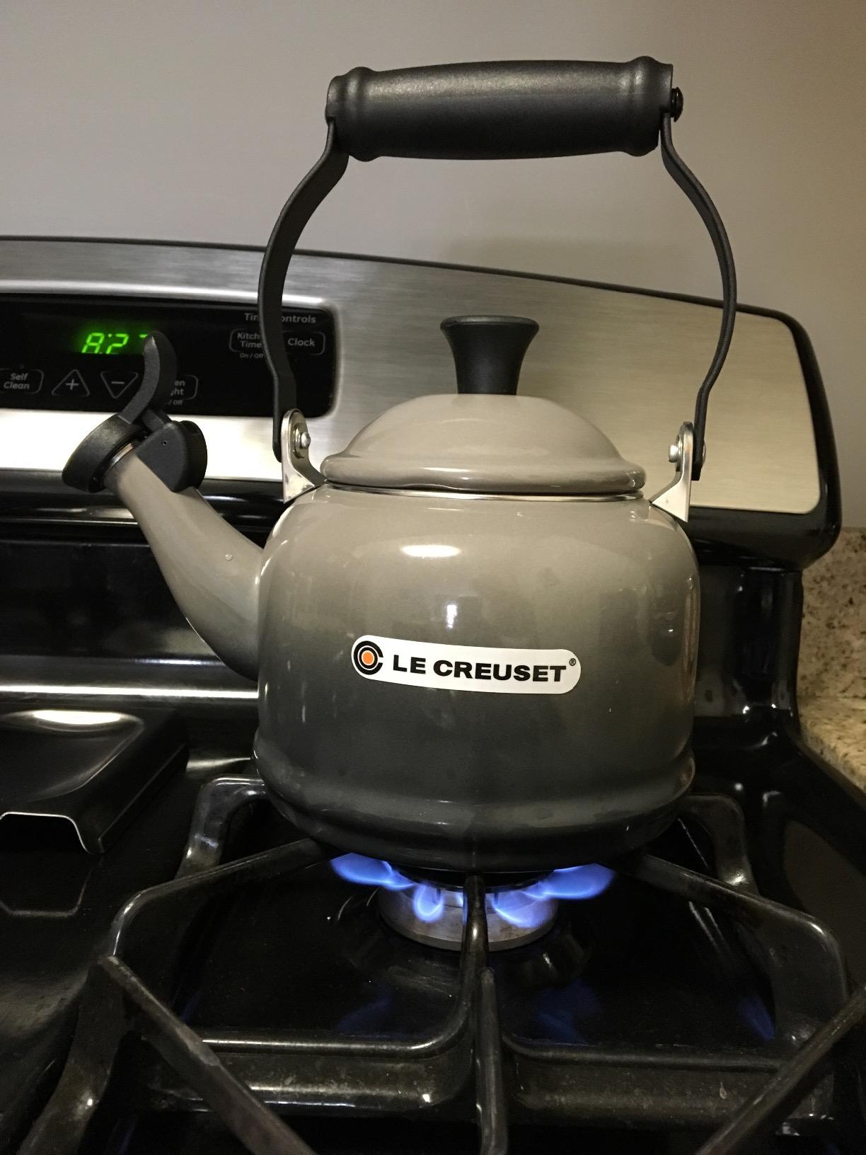Le Creuset Demi Tea Kettle, 1.25 qt., Stainless Steel/Black Knob customer photo 2