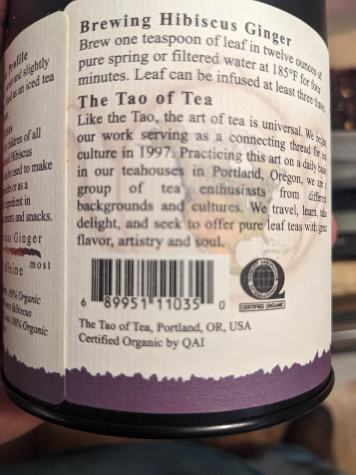 The Tao of Tea, Hibiscus Ginger Tea, Loose Leaf, 3.0 Ounce Tin to make 50 cups customer photo 1