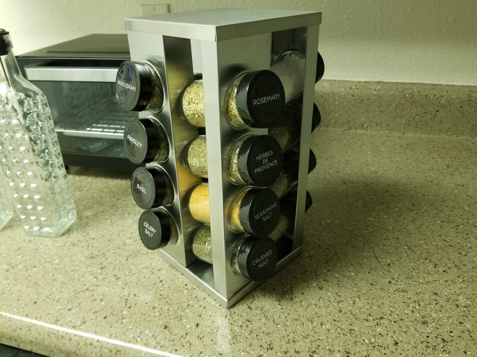 Kamenstein 16 Jar Heritage Revolving Countertop Spice Rack Organizer with Spices Included, FREE Spice Refills for 5 years, Brushed Stainless Steel with Black Caps customer photo 1