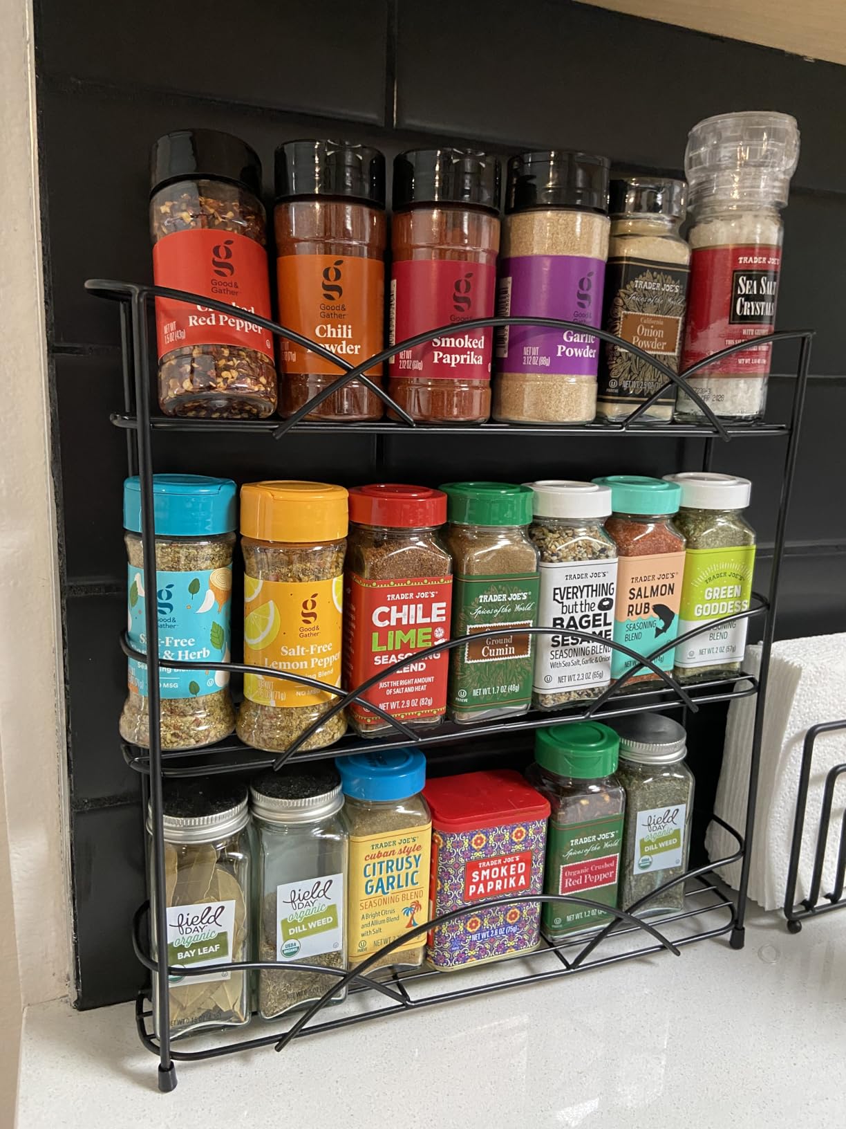 Spectrum 3 Tier Spice Rack Organizer Black Countertop Wire Shelf Spice Rack for Modern Kitchen Pantry Cabinet, Organize Spices with Three Tier Spice Shelf for Kitchen Storage with Wall Mount Option customer photo 1