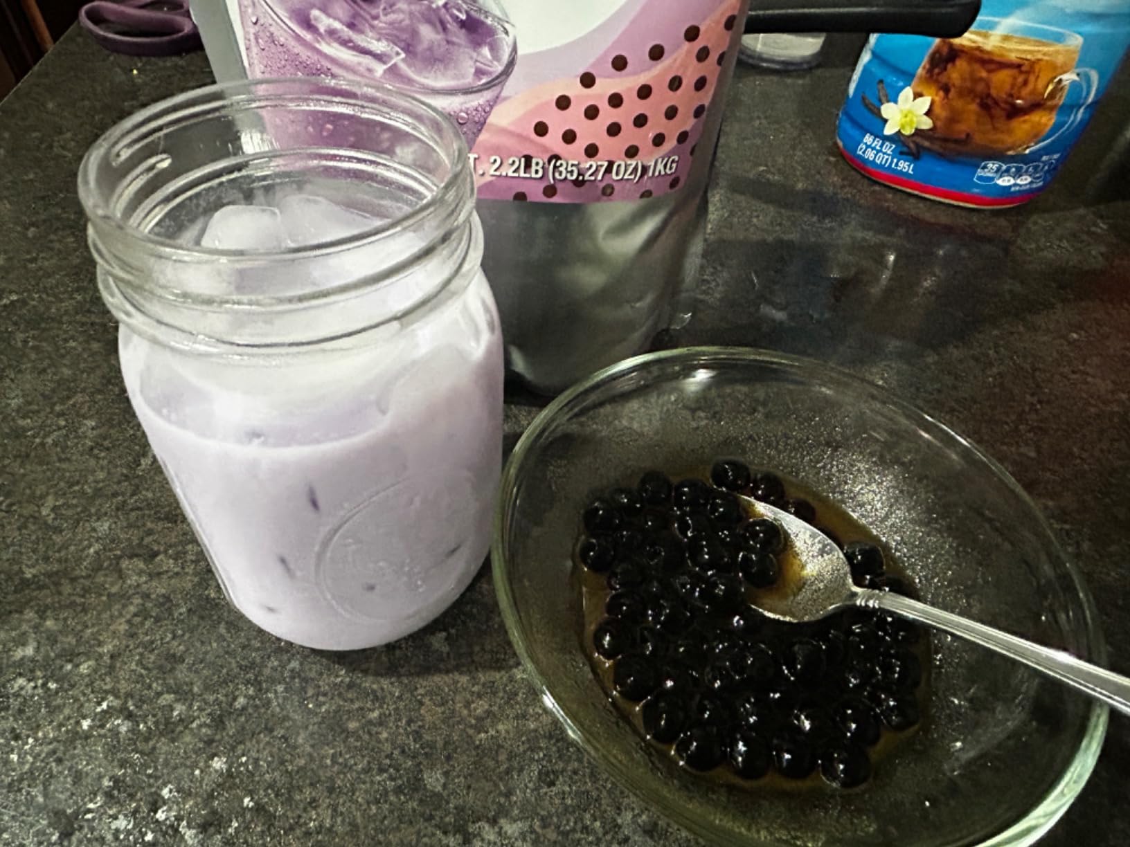 WuFuYuan Boba Tapioca Pearls, Black Sugar Flavor, Quick Cook Bubble Tea Boba, Microwave Ready in 3 Minutes, 8.8 oz(Single Pack) customer photo 1