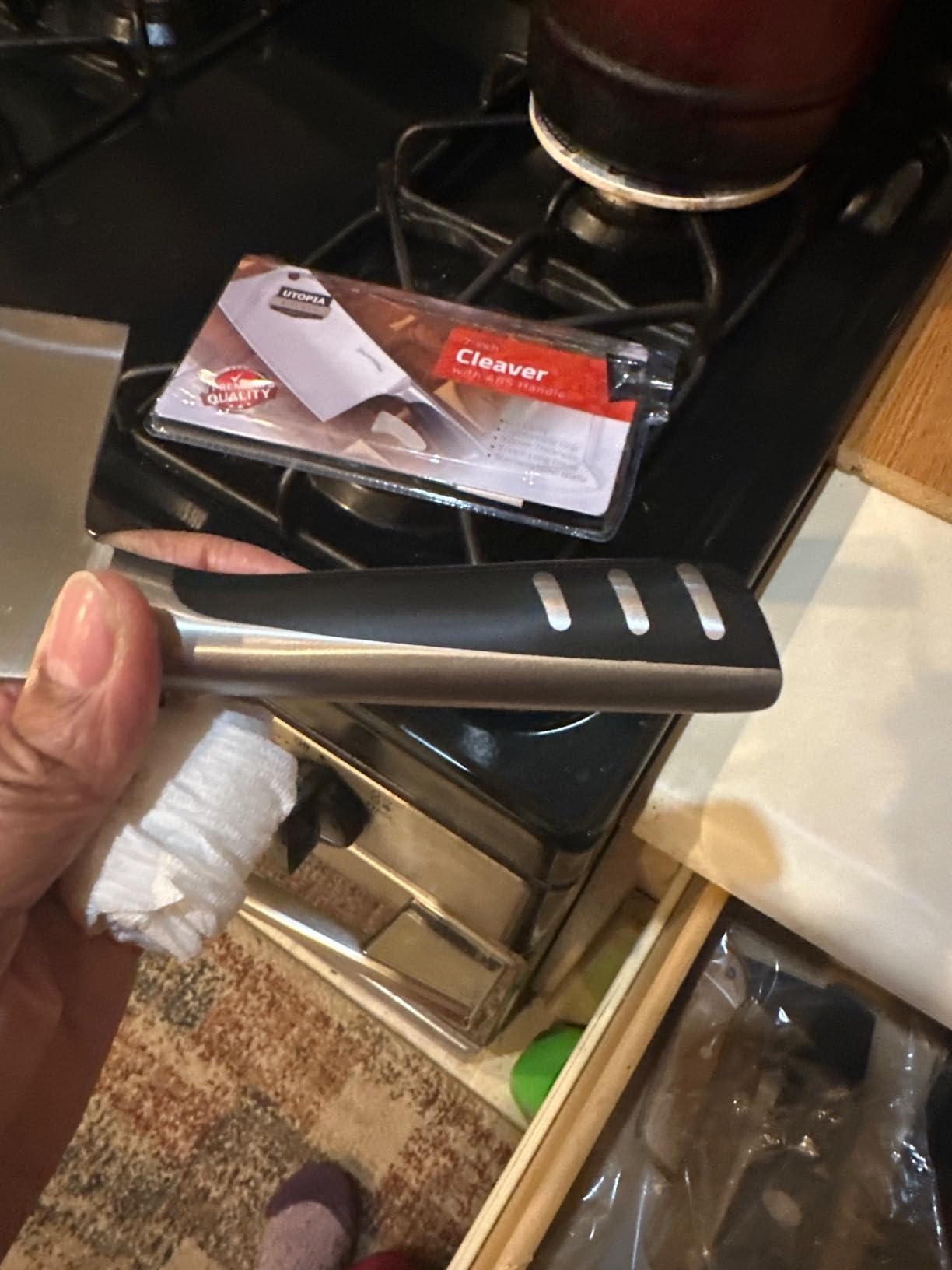 Utopia Kitchen Meat Cleaver Knife 7 Inch Bone Chopper Stainless Steel customer photo 2