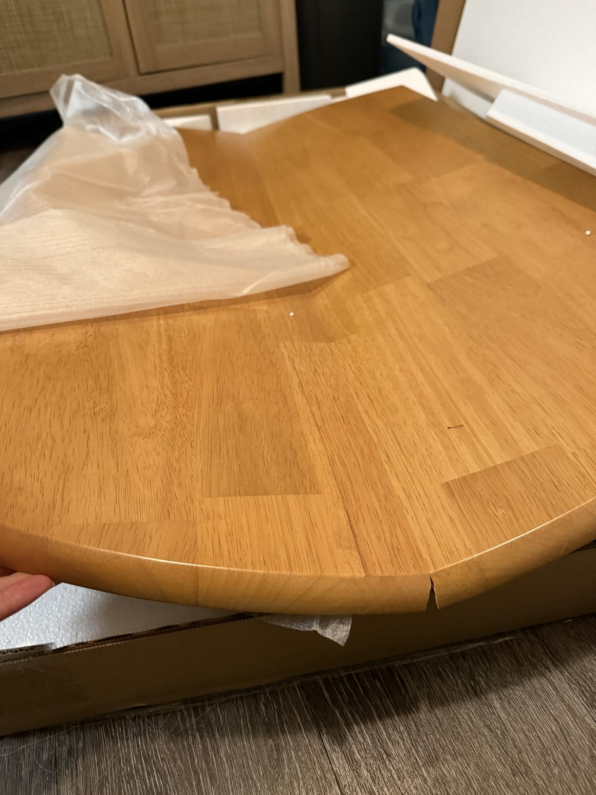 East West Furniture DLT-WHI-TP Dublin Modern Kitchen Table - a Round Dining Table Top with Dropleaf & Pedestal Base, 42x42 Inch, Linen White customer photo 2