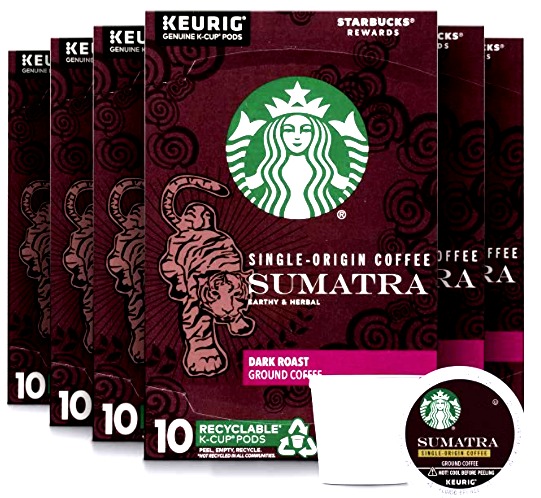Starbucks K-Cup Coffee Pods, Dark Roast Coffee, Sumatra for Keurig Brewers, 100% Arabica, 6 boxes (60 pods total) customer photo 1