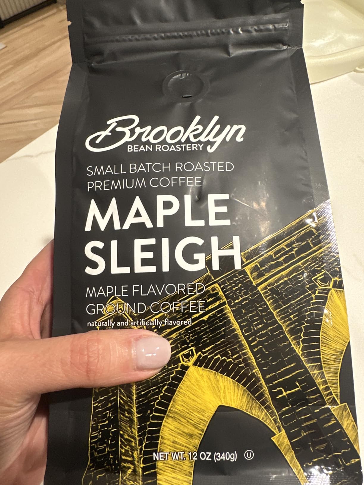Brooklyn Beans Maple Sleigh 100% Arabica Craft Roasted Ground Coffee, Premium Maple Flavored Roast, 12 Oz Bag customer photo 1