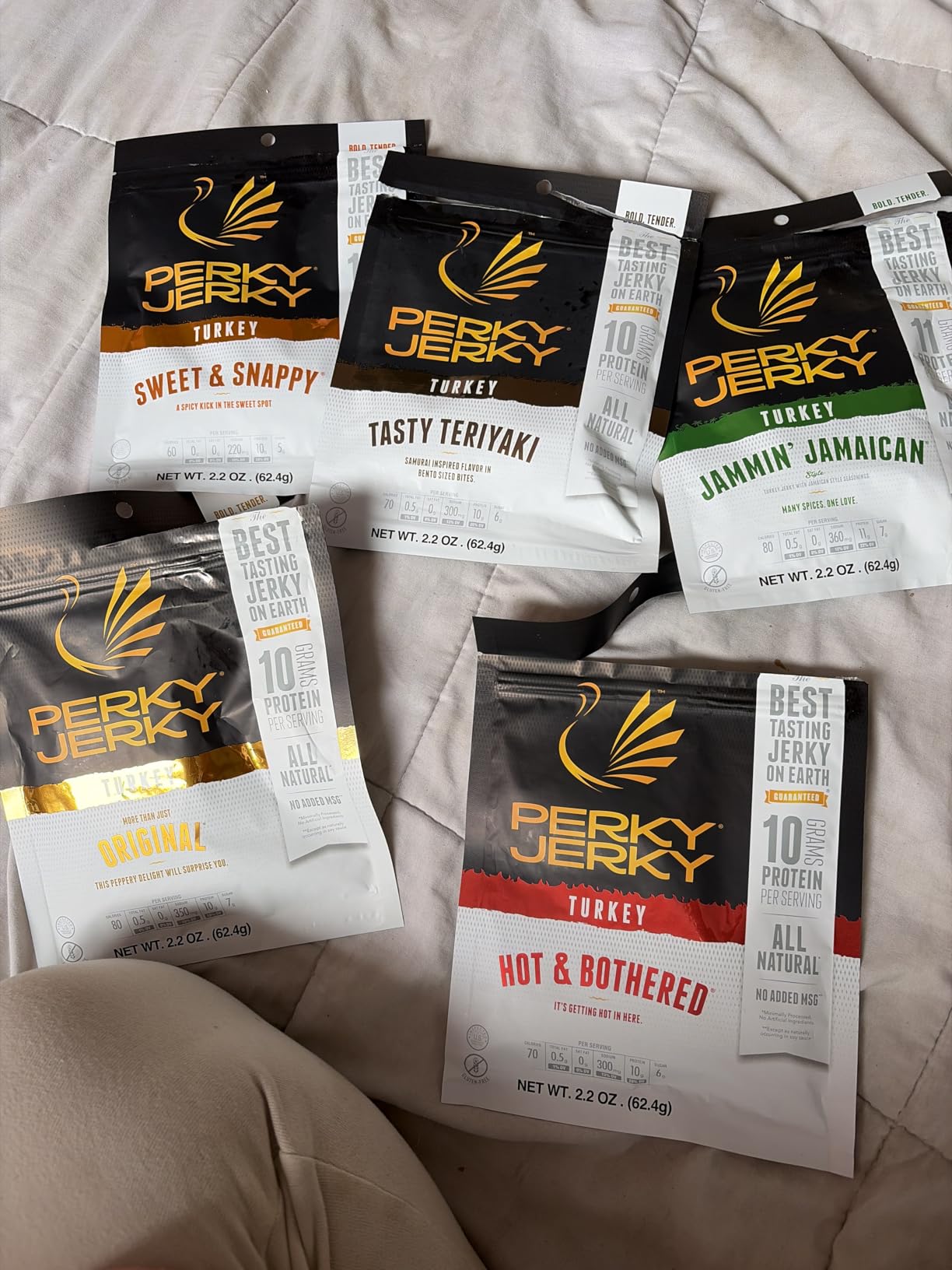 Perky Jerky Turkey Jerky Variety, 2.2 oz (Pack of 5) - Low Sodium - 7-10g Protein per Serving - Low Fat - 100% U.S. Sourced - Non-GMO customer photo 2