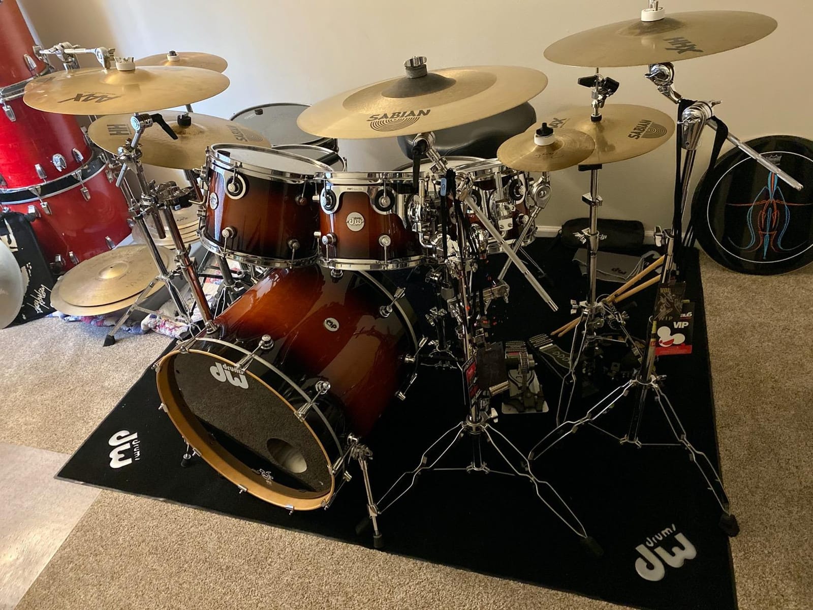 Drum Workshop(DWCPRUG2),Inc. DW Drum Set Rug,Black,62