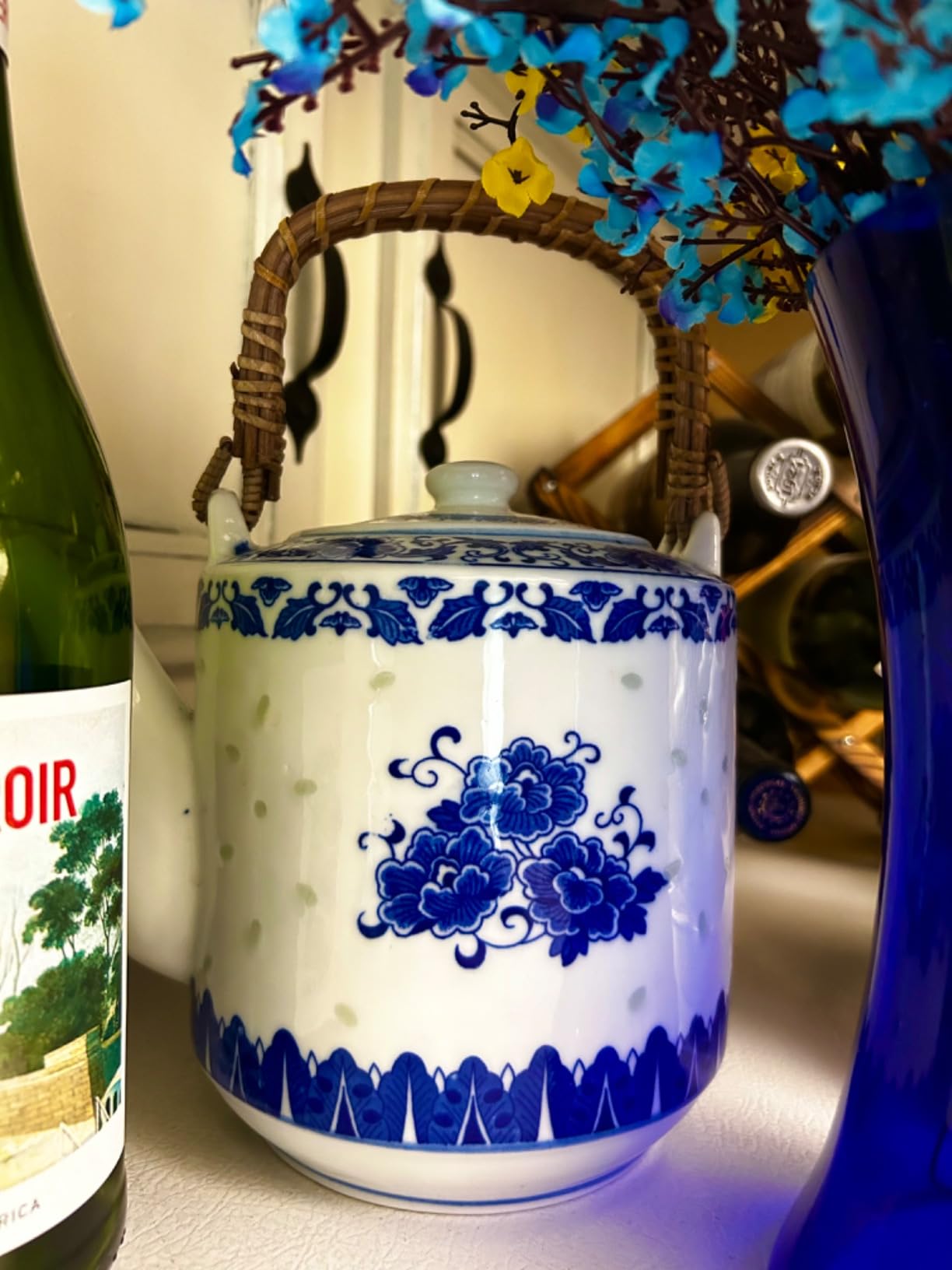 Large Teapot Blue and White Porcelain 64 OZ customer photo 2
