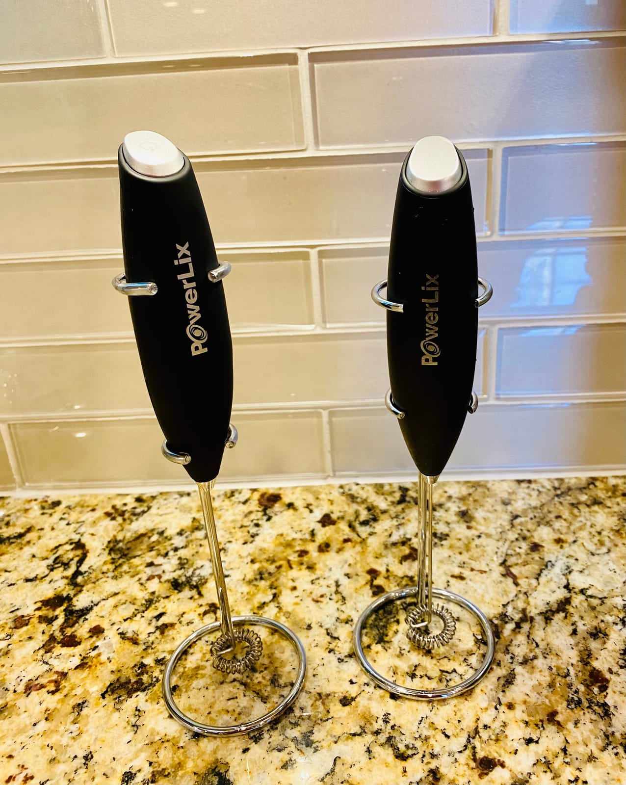 PowerLix Milk Frother Handheld Battery Operated Electric Whisk Beater Foam Maker Frother Wand For Coffee, Latte, Cappuccino, Hot Chocolate, Mini Drink Mixer (With Stand)(A Black) customer photo 2