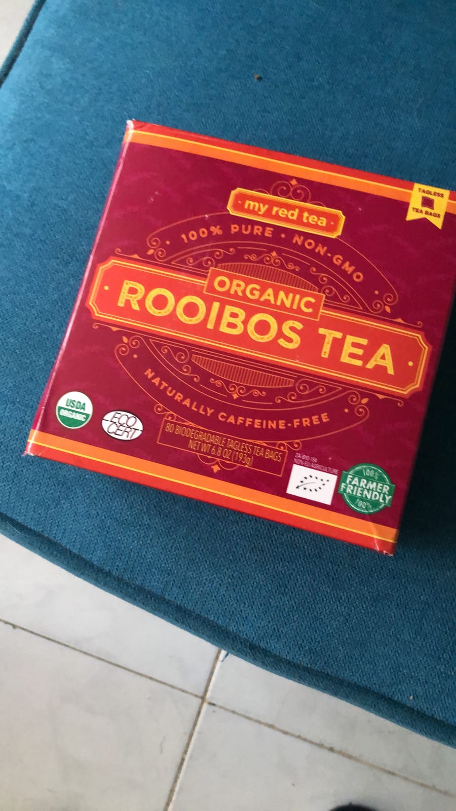 My Red Tea Organic Rooibos Tea Bags - 80 Count - South African Red Bush Tea - USDA Organic, Caffeine Free, Single Origin & Sustainably Farmed - 200g customer photo 1