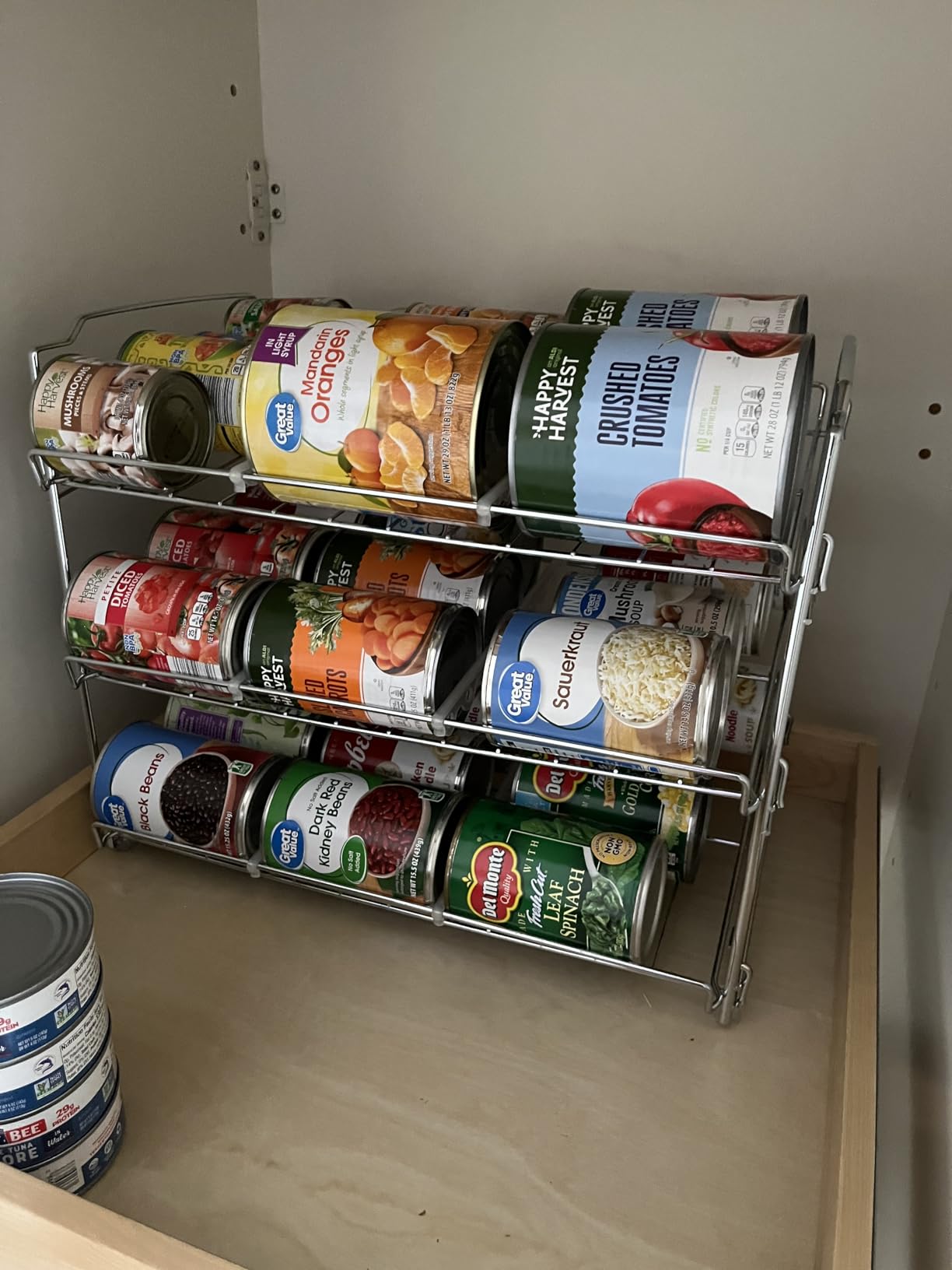 Simple Houseware 3-Tier Stackable Can Organizer Rack Hold 36 Cans, Chrome customer photo 2