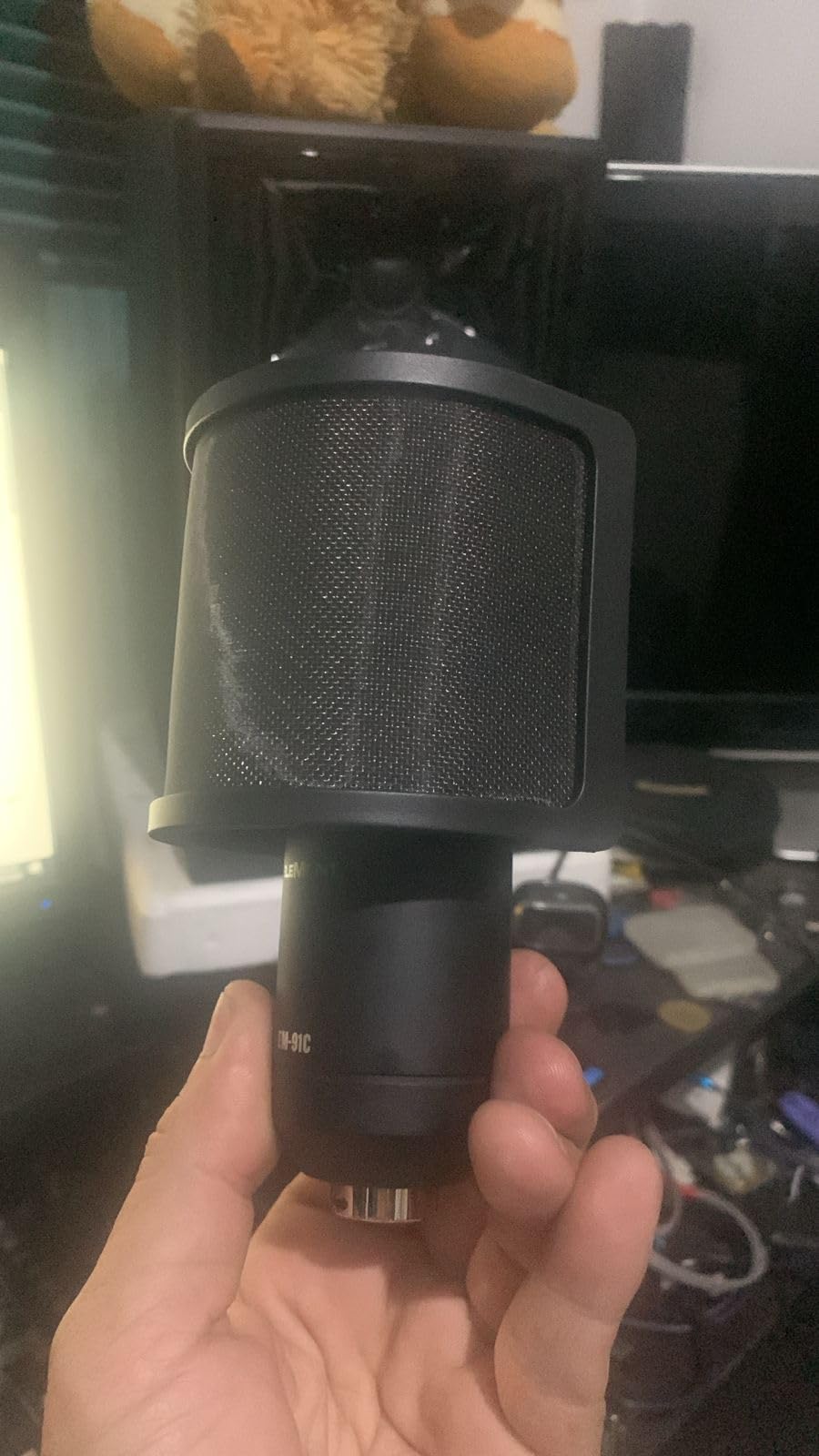 Pop Filter,PEMOTech [Upgraded Three Layers] Metal Mesh & Foam & Etamine Layer Microphone Windscreen Cover Handheld Mic Shield Mask,Microphone Accessories for Vocal Recording,Youtube videos,Streaming customer photo 2