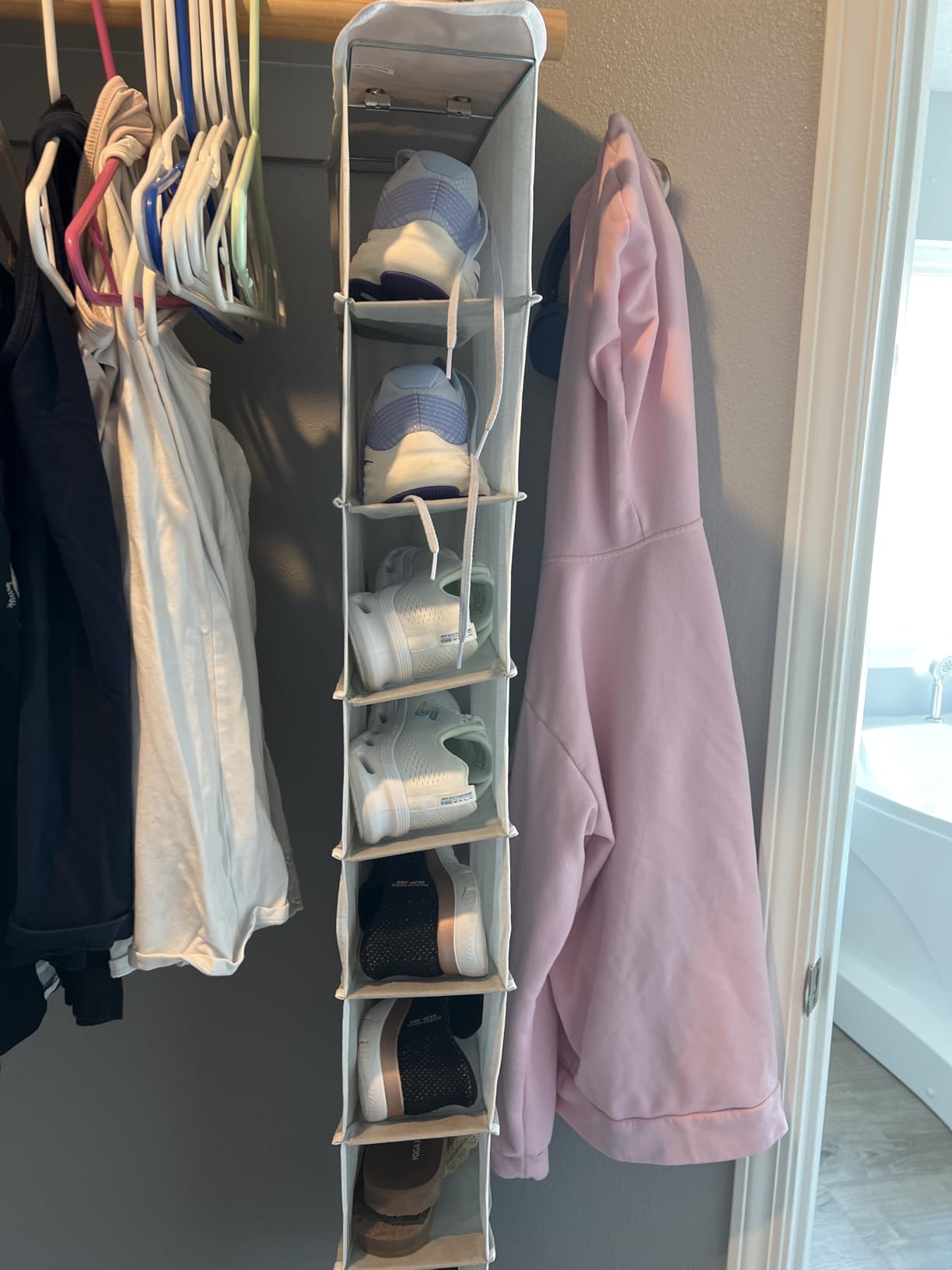 Simple Houseware 10 Shelves Closet Hanging Shoe Organizer, Gray customer photo 2