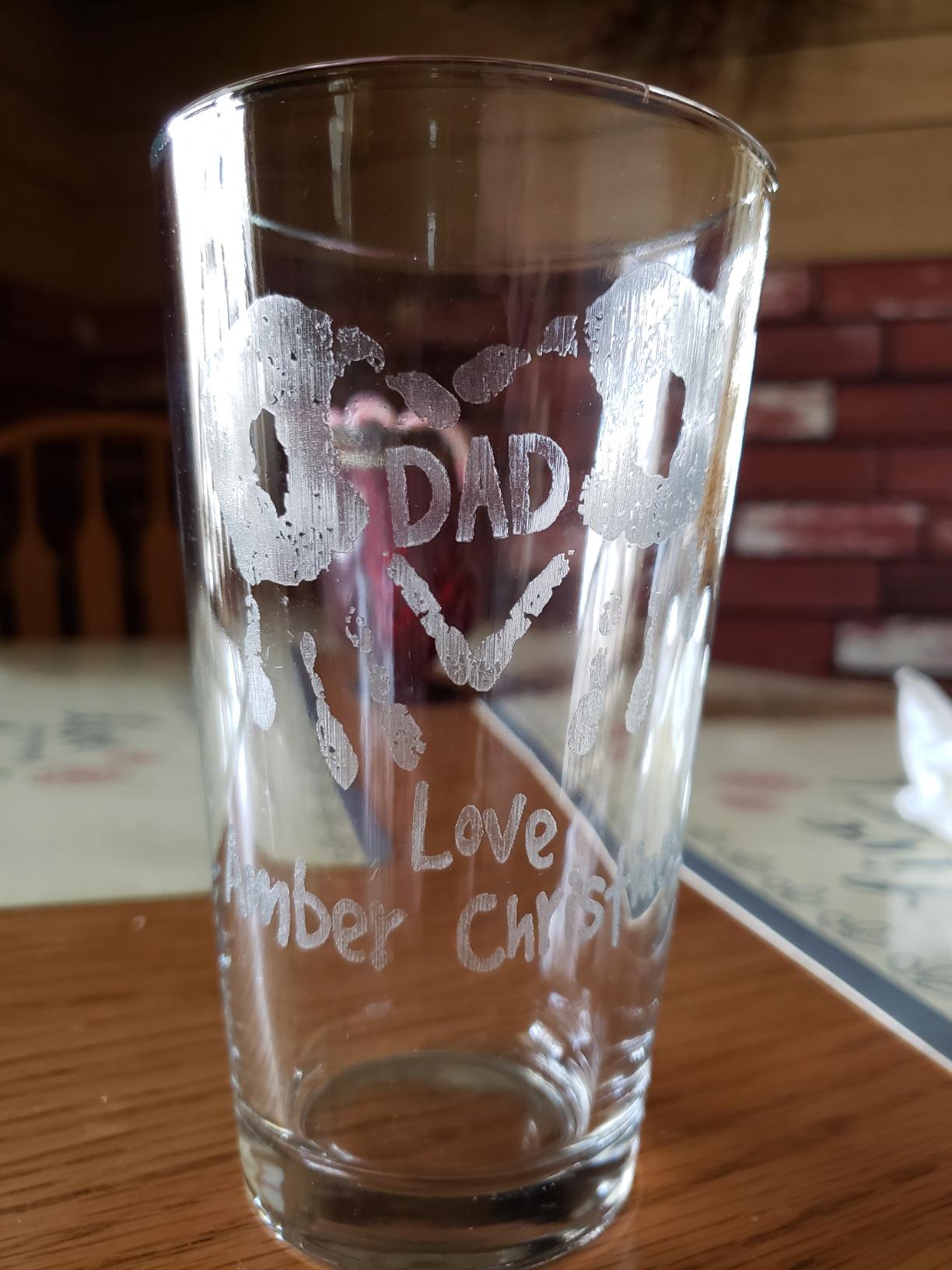 Hand Print Daddy Mom Personalized with Kids Names 16oz Pub Glass for Dad Mommy Grandparents Parents Papa from Son Daughter Baby Beer Mug for Christmas Birthday Fathers Day customer photo 1
