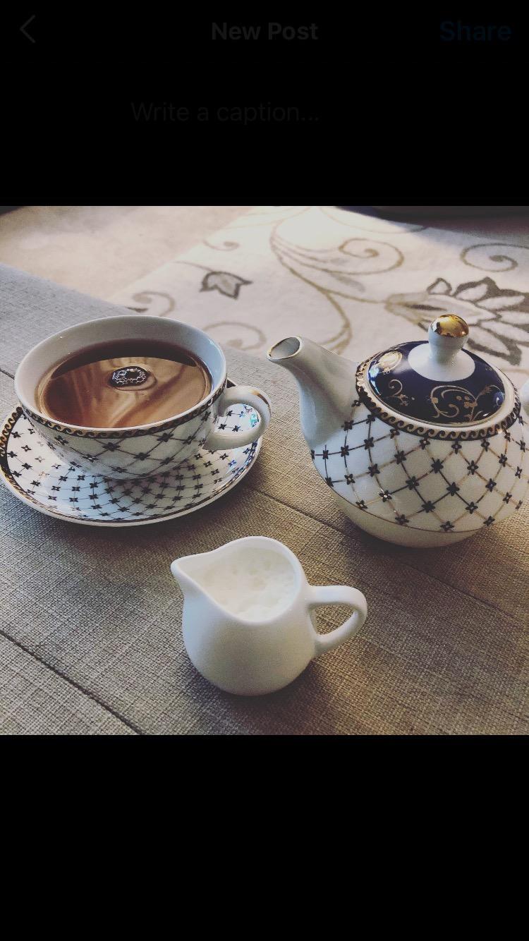 Grace Teaware Porcelain 4-Piece Tea For One (Trellis Blue Gold) customer photo 1
