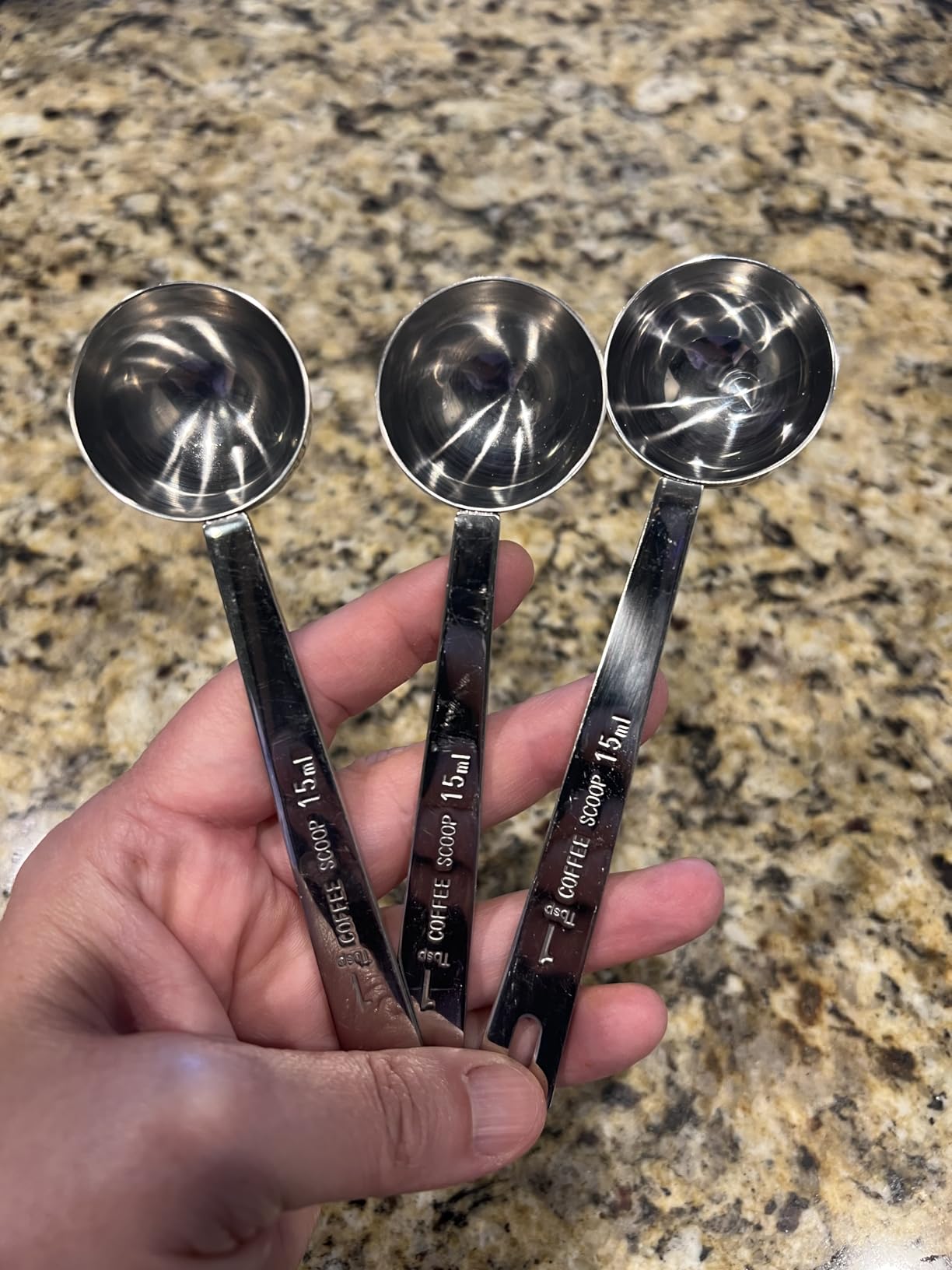 Jasni Stainless Steel 1 Tablespoon Measuring Coffee Scoop Spoon, Set of 3 customer photo 1