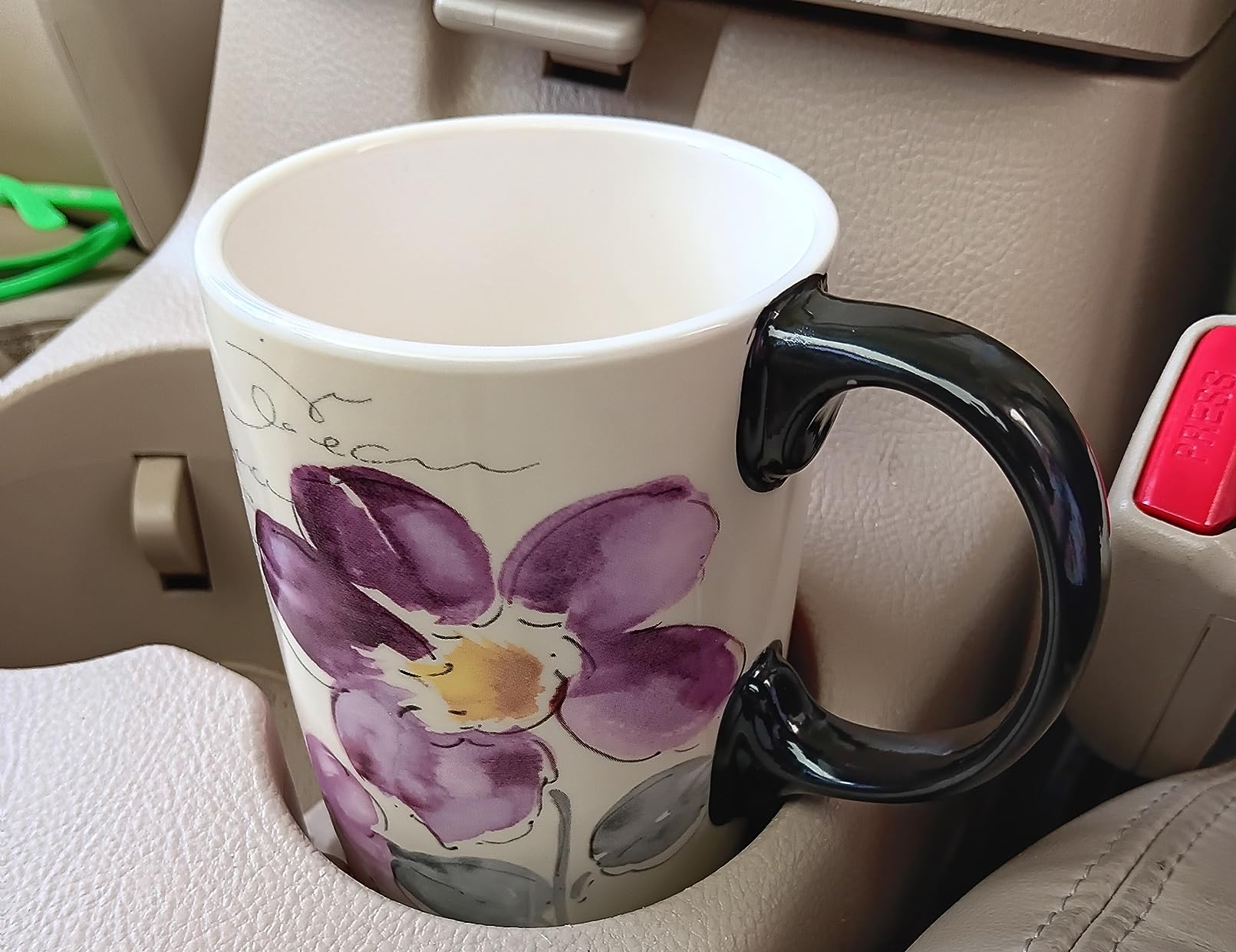 Topadorn 17oz Ceramic Travel Mug with Lid, Tall Purple Floral Coffee Mug customer photo 1