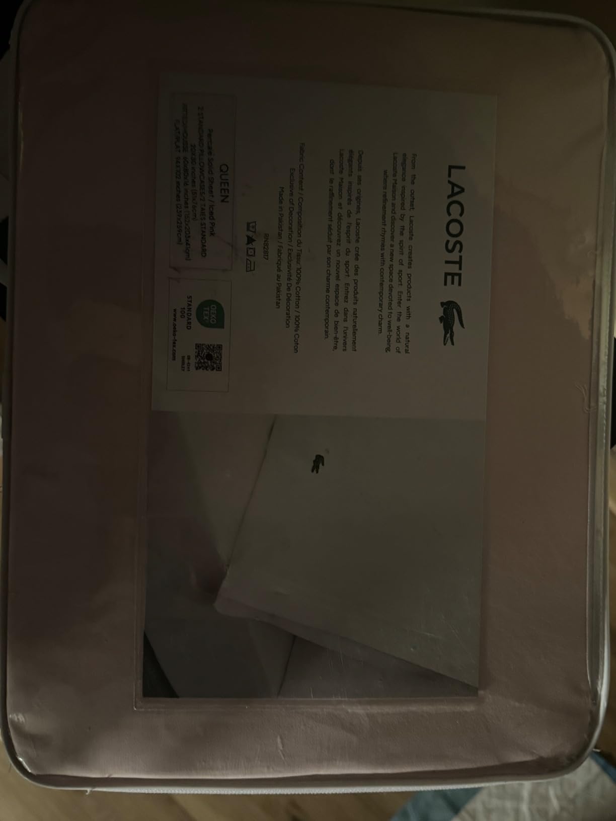 Lacoste 100% Cotton Percale 4-Piece Sheet Set, Dark Gray, Queen customer photo 2