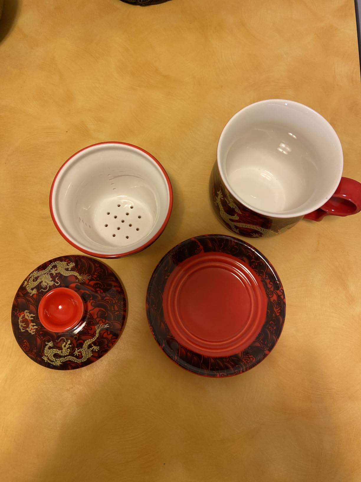Porcelain Tea Cup with Infuser Lid and Saucer Sets - Chinese Jingdezhen Ceramics Coffee Mug Teacup Loose Leaf Tea Brewing System for Home Office customer photo 1