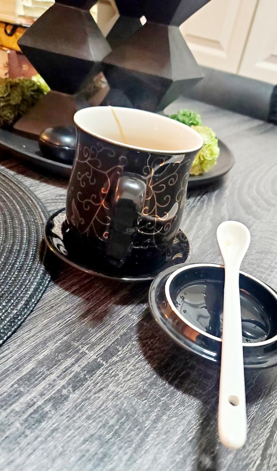 Porcelain Tea Cup with Infuser Lid and Saucer Sets - Chinese Jingdezhen Ceramics Coffee Mug Teacup Loose Leaf Tea Brewing System for Home Office customer photo 2